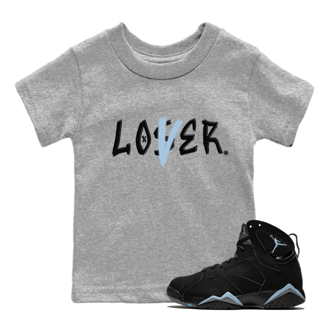Air Jordan 7 Chambray Sneaker Match Tees Loser Lover Streetwear Sneaker Shirt AJ7 Chambray Drip Gear Zone Sneaker Matching Clothing Kids Shirts Heather Grey 1