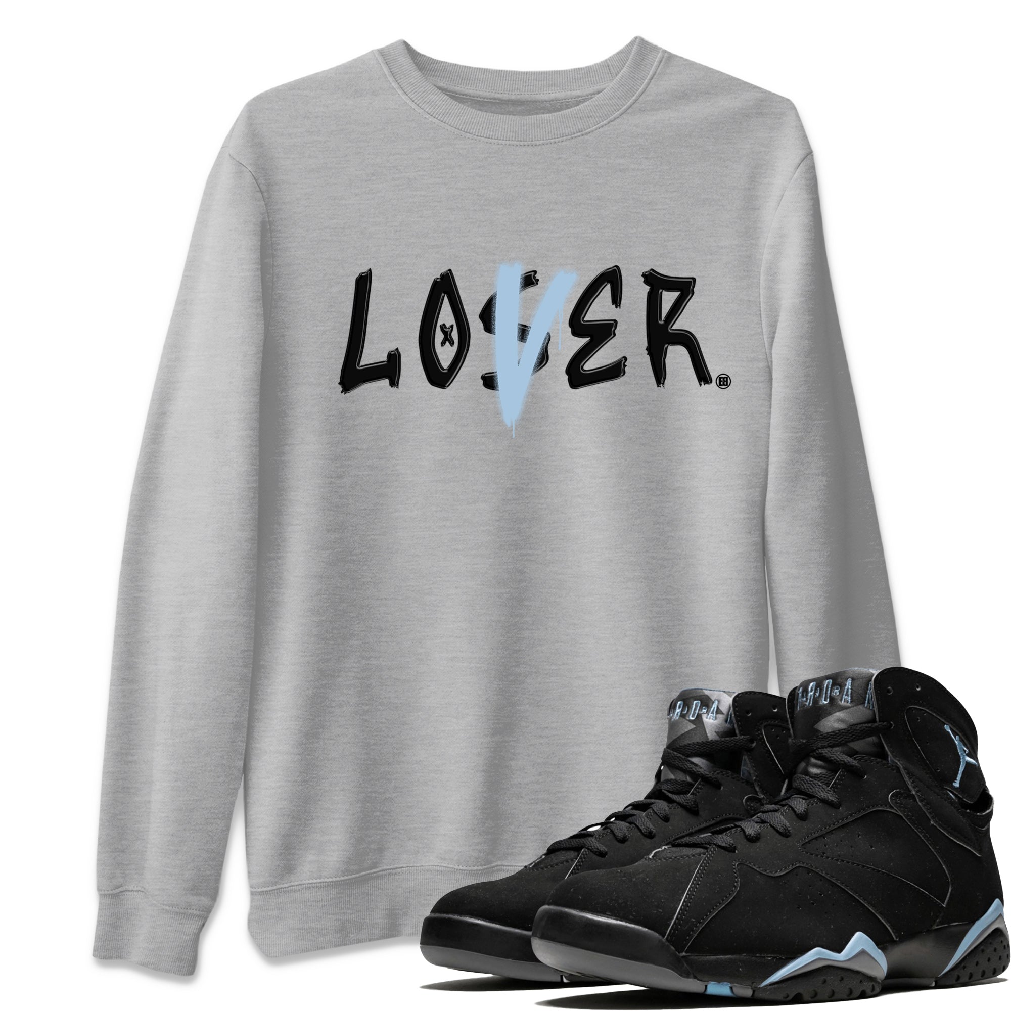 Air Jordan 7 Chambray Sneaker Match Tees Loser Lover Streetwear Sneaker Shirt AJ7 Chambray Drip Gear Zone Sneaker Matching Clothing Unisex Shirts Heather Grey 1