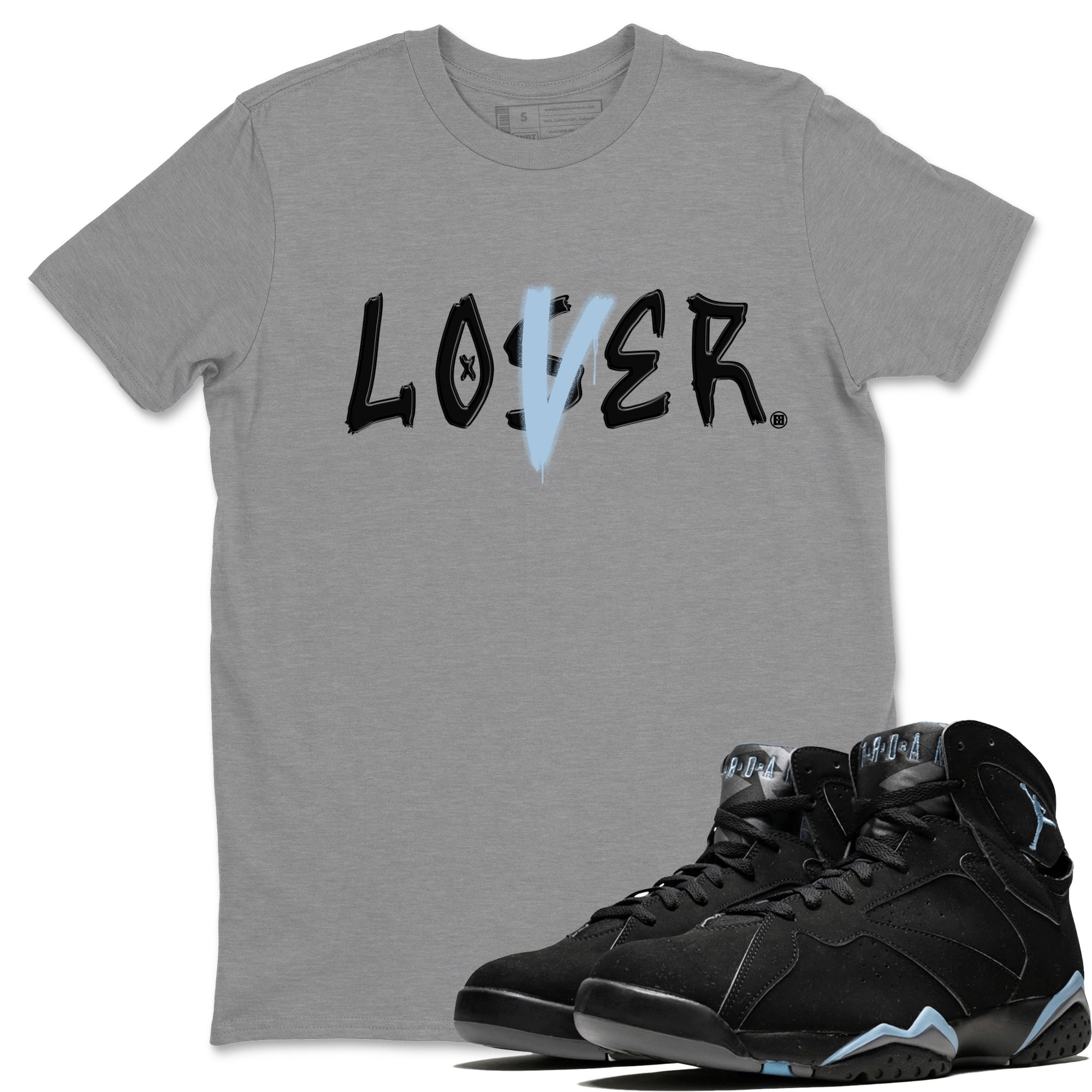 Air Jordan 7 Chambray Sneaker Match Tees Loser Lover Streetwear Sneaker Shirt AJ7 Chambray Drip Gear Zone Sneaker Matching Clothing Unisex Shirts Heather Grey 1