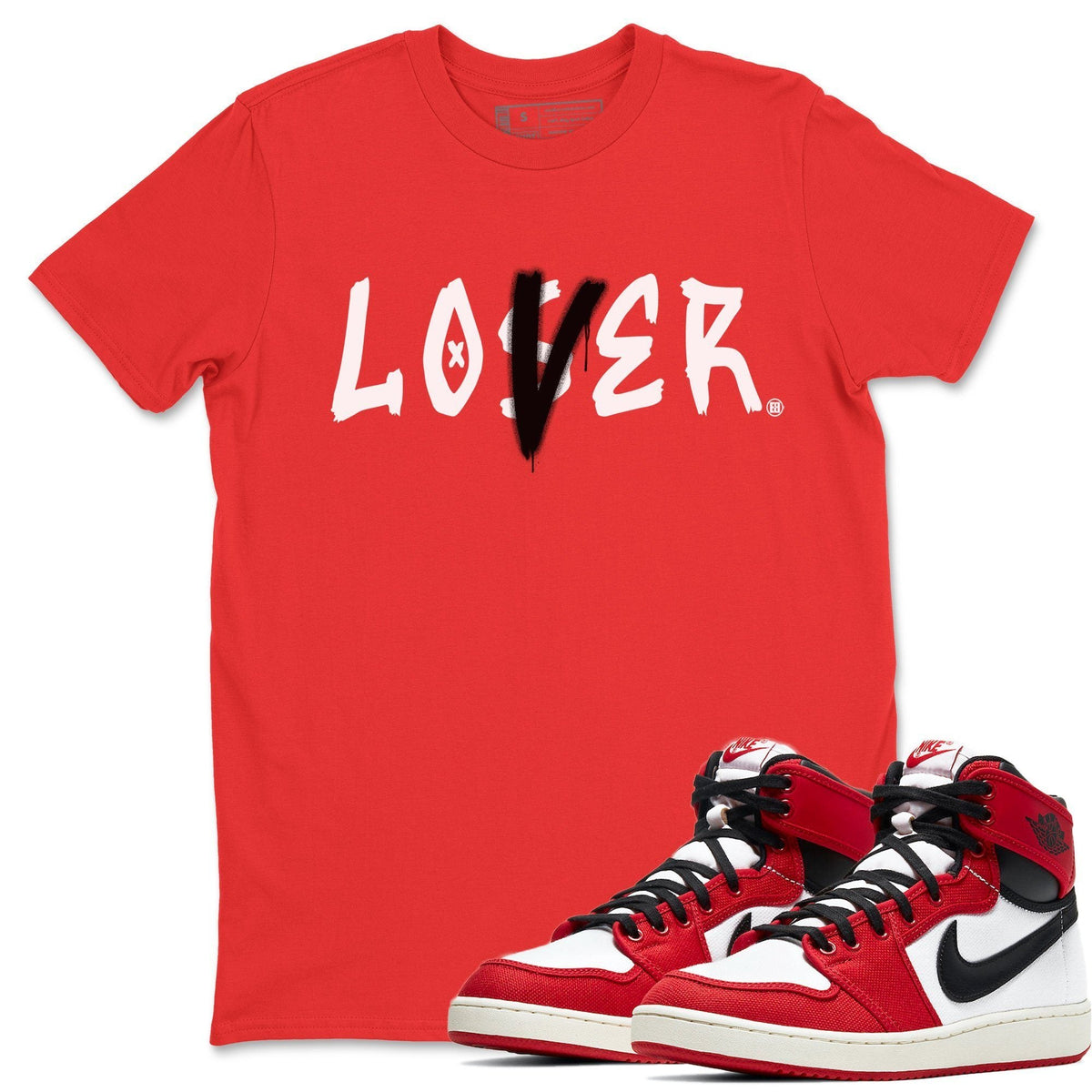 Jordan 1 Chicago Sneaker Matching T-Shirt Loser Lover Sneaker Tees Jordan 1 Chicago Sneaker Release Tees Crew Neck Tees