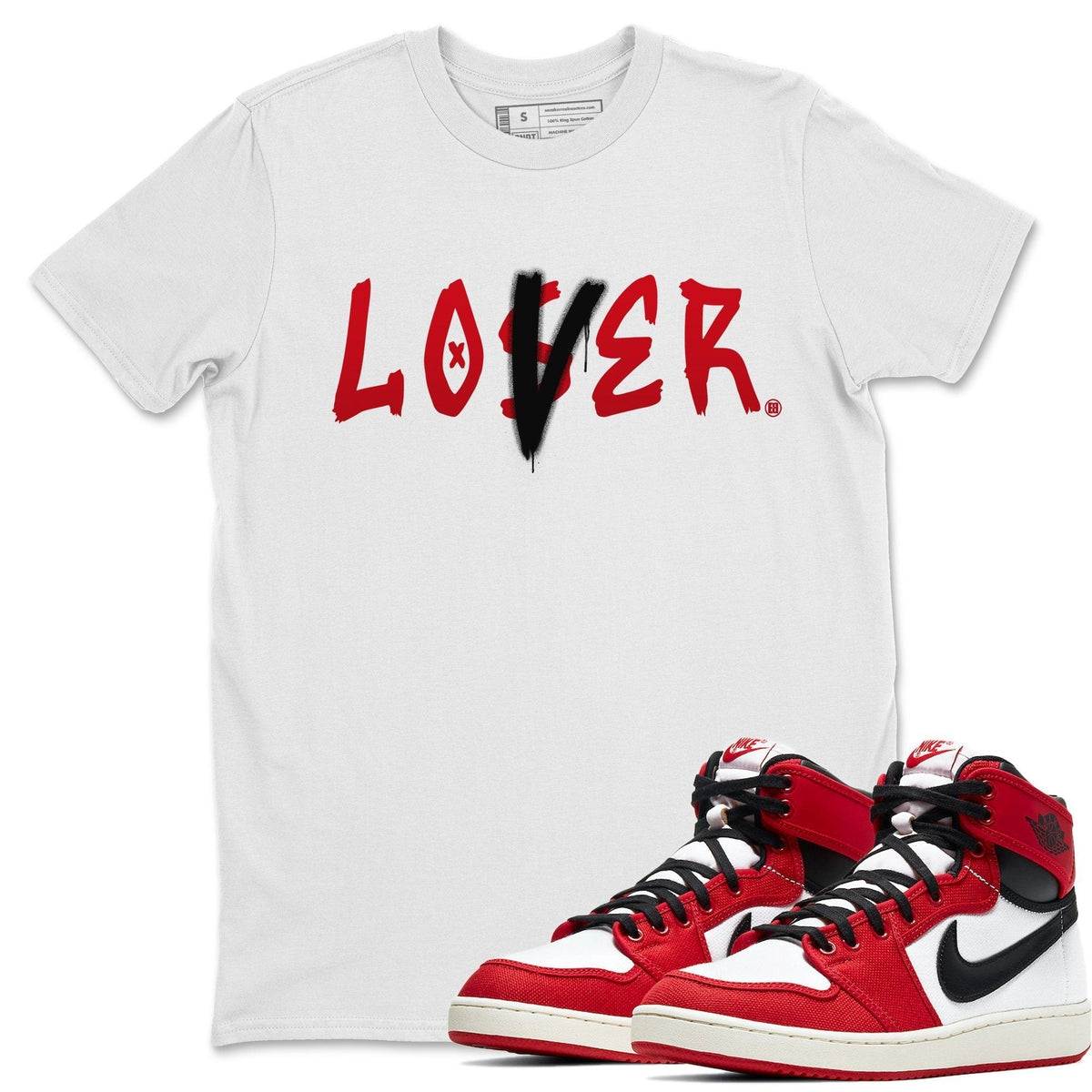 Jordan 1 Chicago Sneaker Matching T-Shirt Loser Lover Sneaker Tees Jordan 1 Chicago Sneaker Release Tees Crew Neck Tees