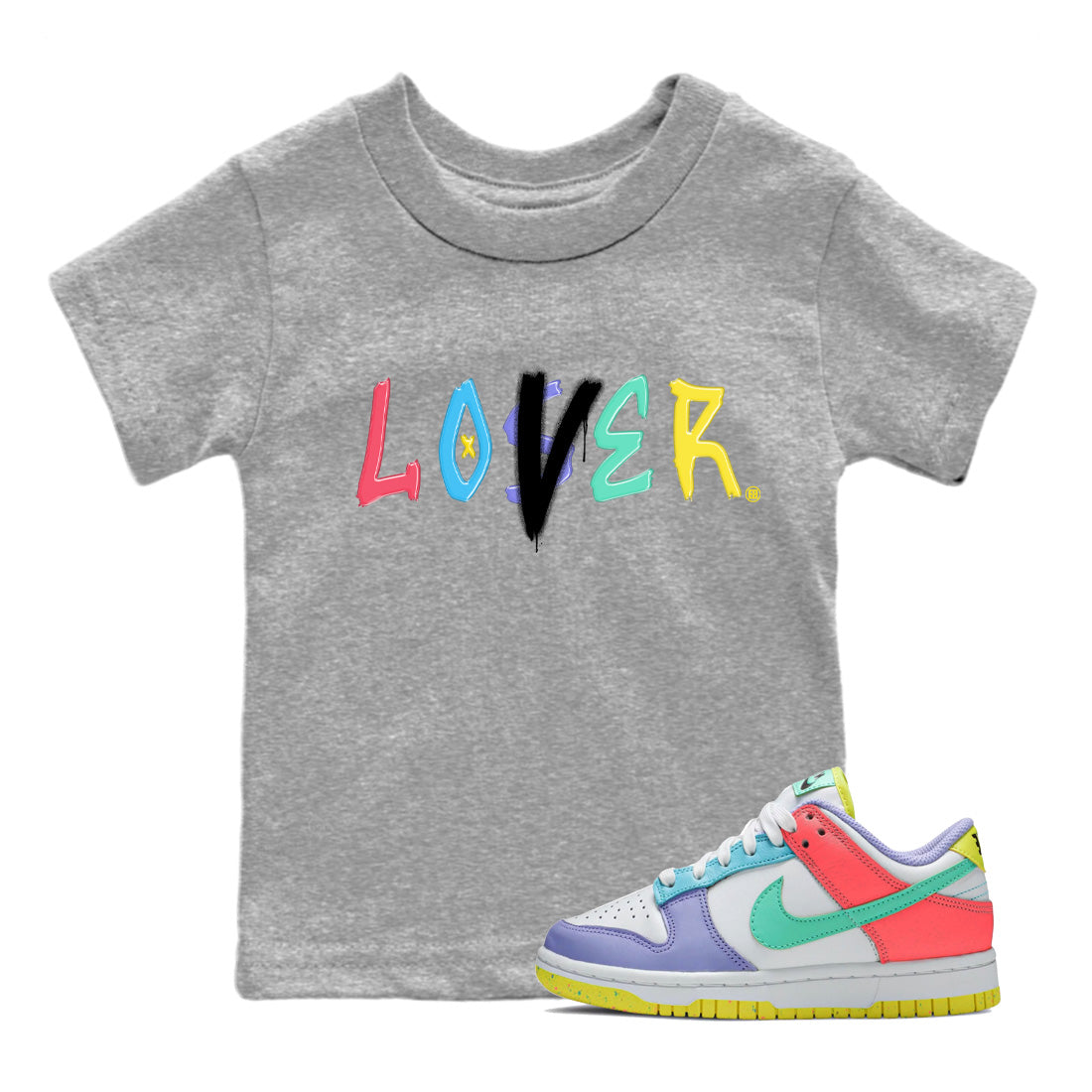Dunk Easter Candy Loser Lover Baby and Kids Streetwear Sneaker Shirt Holiday Easter T-Shirt Kids Streetwear Sneaker Shirt Size Chart