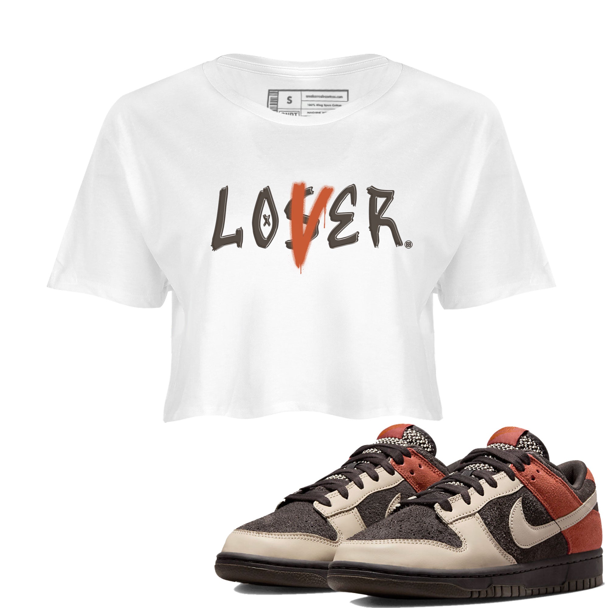 Dunk Low Red Panda shirt to match jordans Loser Lover sneaker tees Dunk Low Red Panda Drip Gear Zone Sneaker T-Shirts White 1 Crop T-Shirt