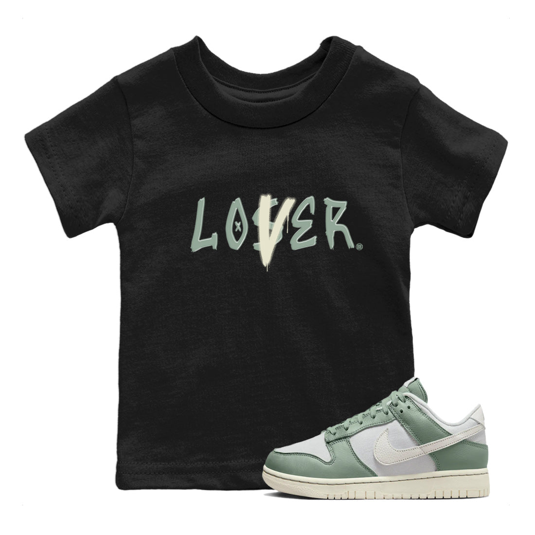 Dunk Low Mica Green Shirts Loser Lover Streetwear Sneaker Shirt Dunk Mica Green Sneaker Release Tees Kids Shirts Black 1