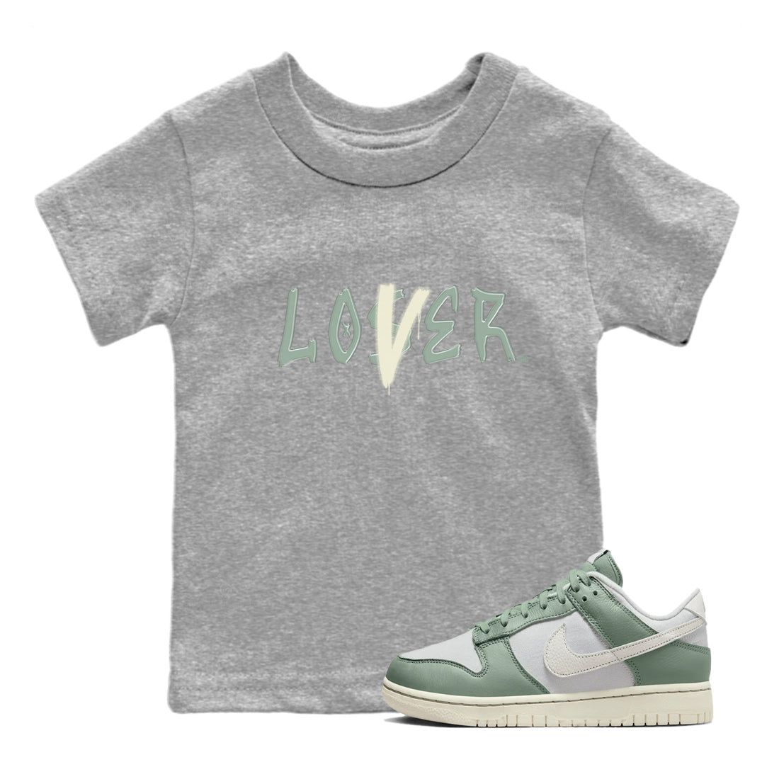 Dunk Low Mica Green Shirts Loser Lover Streetwear Sneaker Shirt Dunk Mica Green Sneaker Release Tees Kids Shirts Heather Grey 1