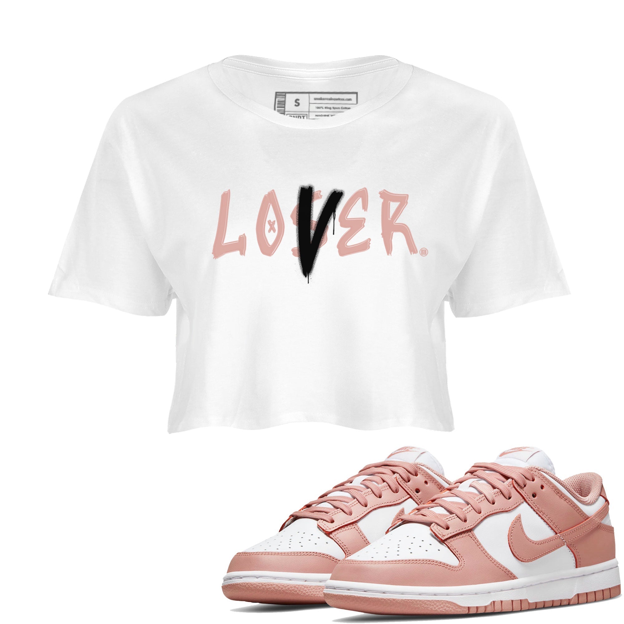 Dunk Low WMNS Rose Whisper shirt to match jordans Loser Lover Streetwear Sneaker Shirt Dunk Rose Whisper Drip Gear Zone Sneaker Matching Clothing White 1 Crop T-Shirt