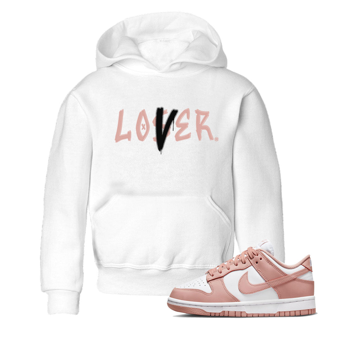 Dunk Low WMNS Rose Whisper shirt to match jordans Loser Lover Streetwear Sneaker Shirt Dunk Rose Whisper Drip Gear Zone Sneaker Matching Clothing Baby Toddler Kids White 1 T-Shirt