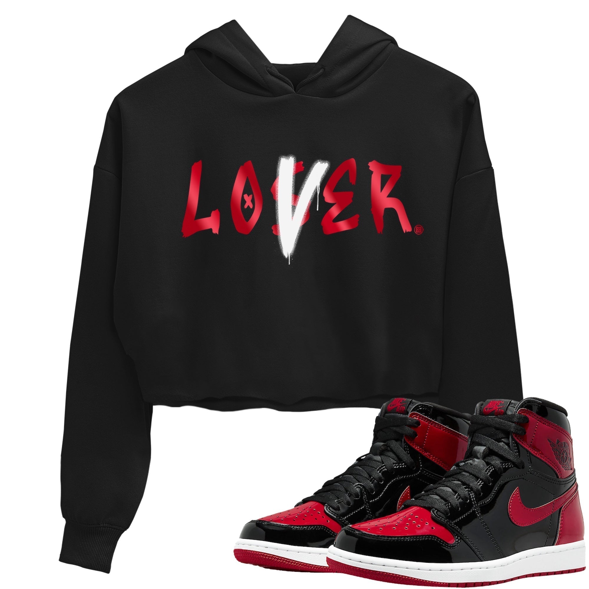 Jordan 1 Bred Patent Sneaker Matching T-Shirt Loser Lover Sneaker Tees Jordan 1 Bred Patent Sneaker Release Tees Women's Shirts