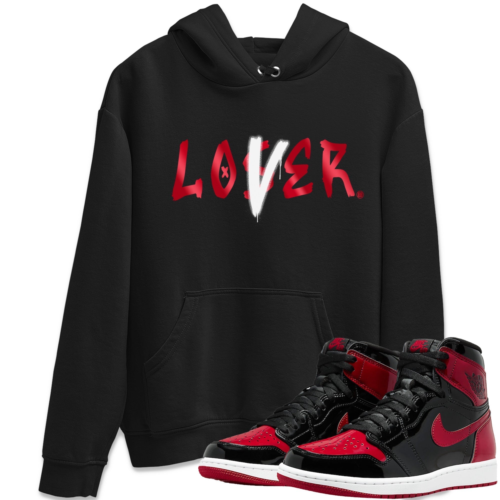 Jordan 1 Bred Patent Sneaker Matching T-Shirt Loser Lover Sneaker Tees Jordan 1 Bred Patent Sneaker Release Tees Crew Neck Tees