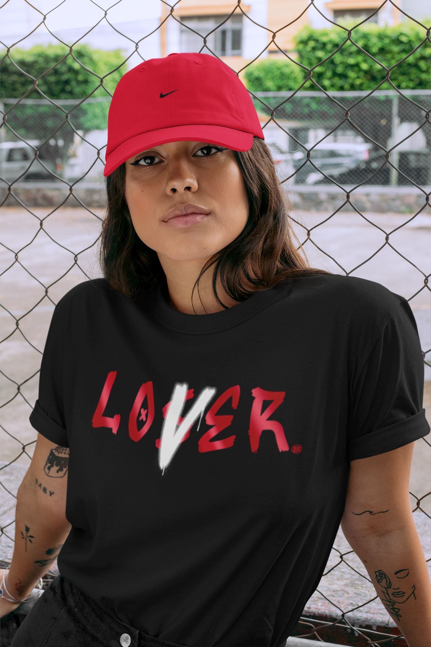 Jordan 1 Bred Patent Sneaker Matching T-Shirt Loser Lover Sneaker Tees Jordan 1 Bred Patent Sneaker Release Tees Crew Neck Tees