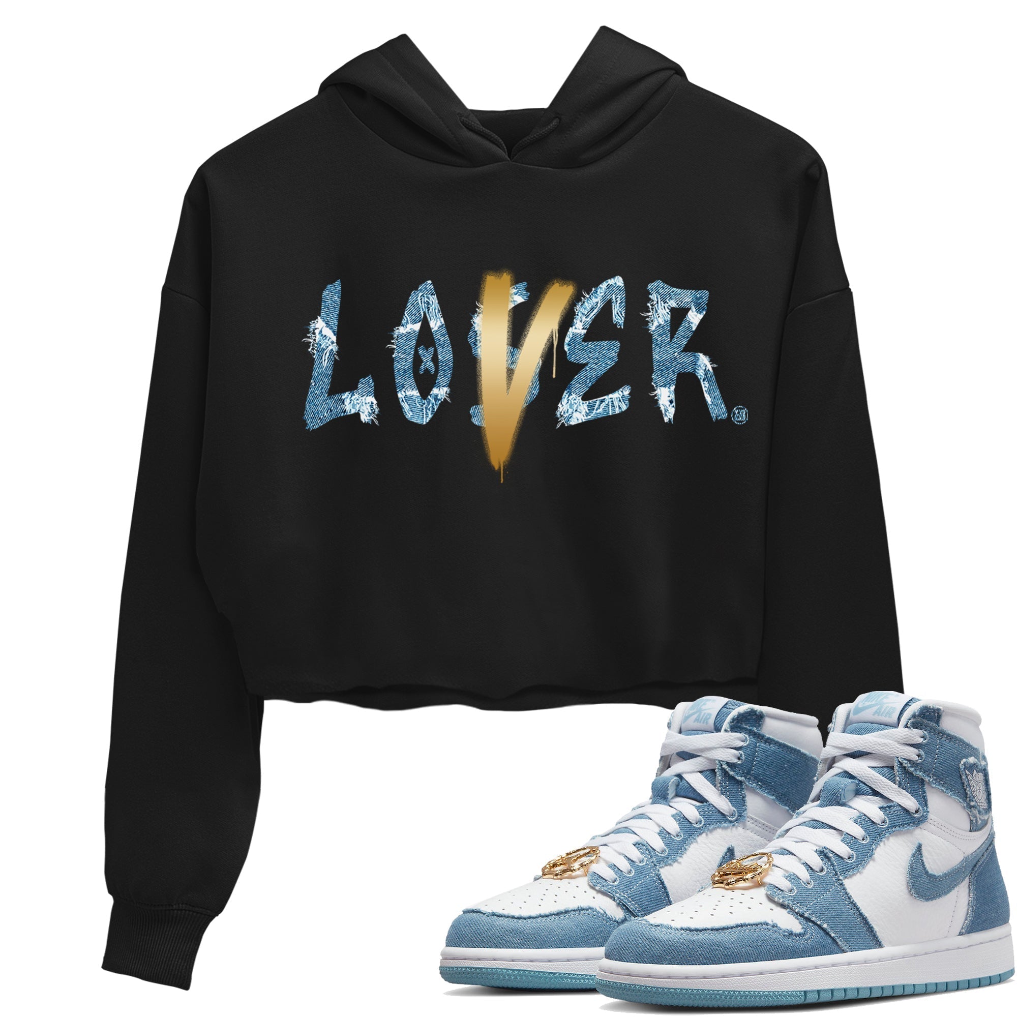 Jordan 1 Denim Sneaker Matching T-Shirt Loser Lover Sneaker Tees Jordan 1 Denim Sneaker Release Tees Women's Shirts