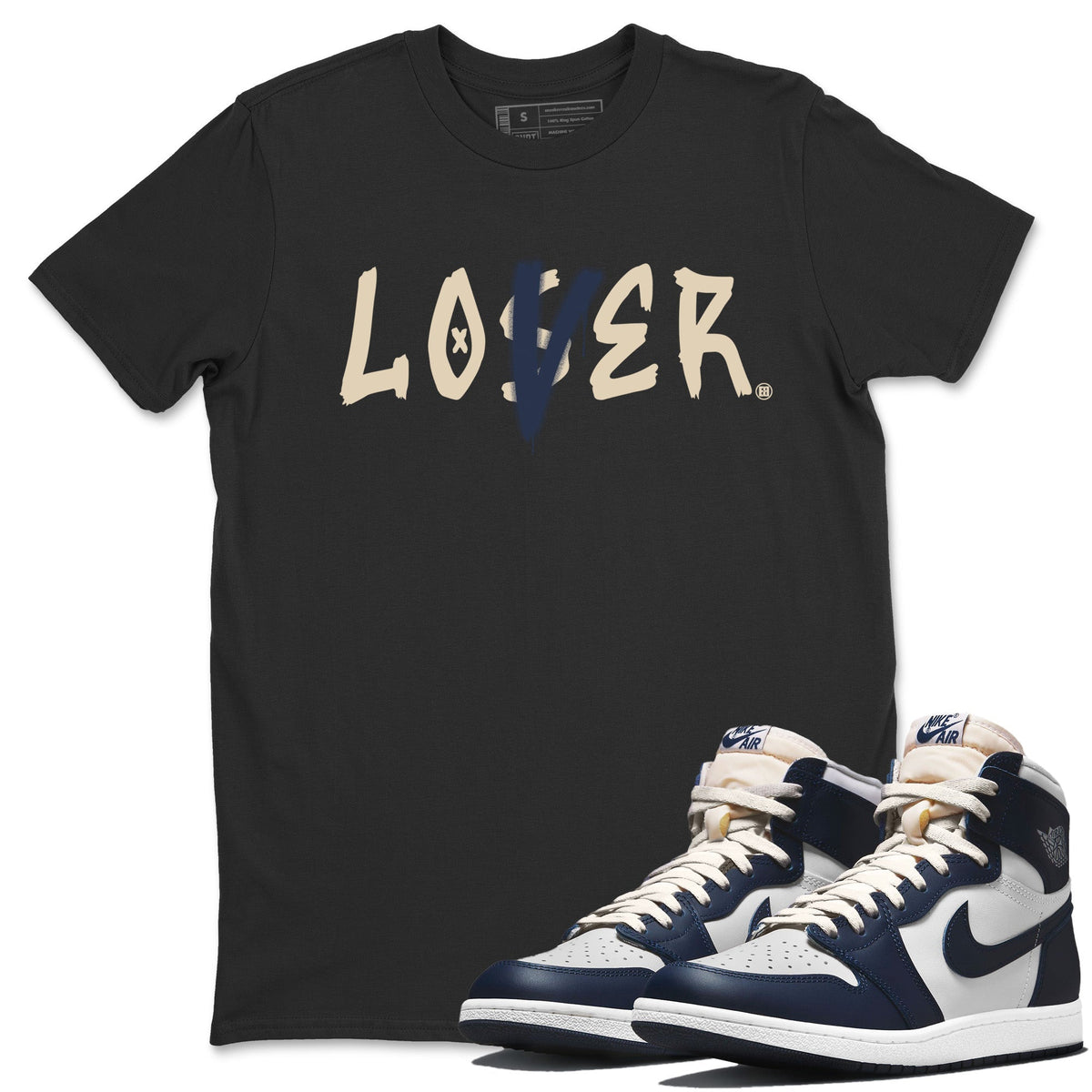 Jordan 1 85 Georgetown Sneaker Match Tees Loser Lover Sneaker Tees Jordan 1 85 Georgetown Jordan to match sneaker T-Shirt Crew Neck Shirts