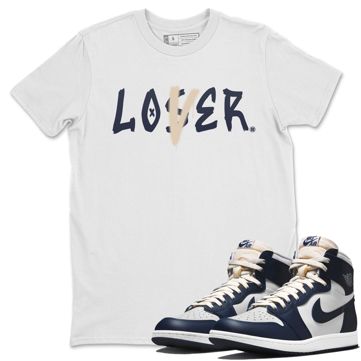 Jordan 1 85 Georgetown Sneaker Match Tees Loser Lover Sneaker Tees Jordan 1 85 Georgetown Jordan to match sneaker T-Shirt Crew Neck Shirts