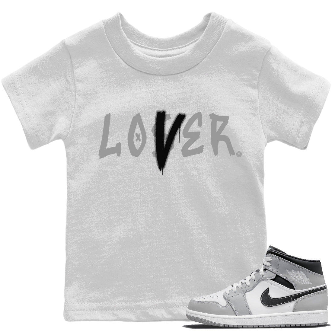 Jordan 1 Light Smoke Grey Sneaker Matching T-Shirt Loser Lover Sneaker Tees Jordan 1 Light Smoke Grey Sneaker Release Tees Kids Shirts
