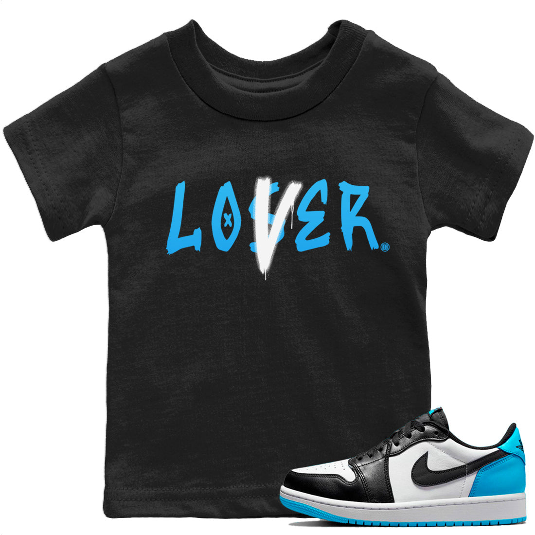 Jordan 1 Powder Blue Sneaker Matching T-Shirt Loser Lover Sneaker Tees Jordan 1 Powder Blue Sneaker Release Tees Kids Shirts