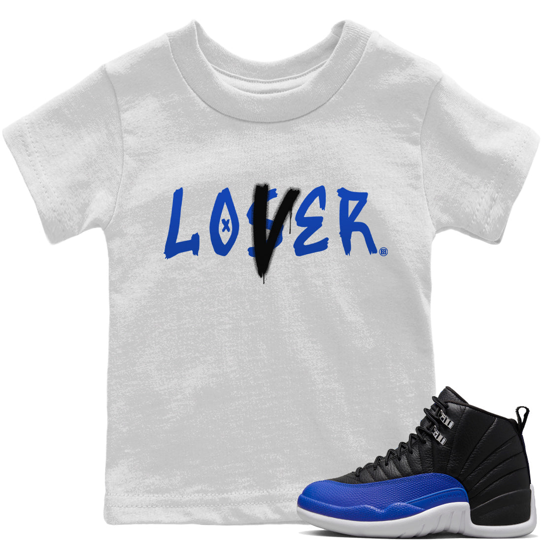 Jordan 12 Hyper Royal Sneaker Matching T-Shirt Loser Lover Sneaker Tees Jordan 12 Hyper Royal Sneaker Release Tees Kids Shirts