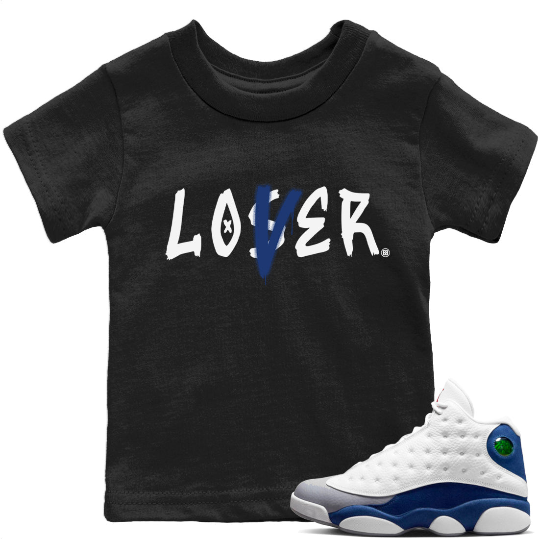 Jordan 13 French Blue Sneaker Matching T-Shirt Loser Lover Sneaker Tees Jordan 13 French Blue Sneaker Release Tees Kids Shirts