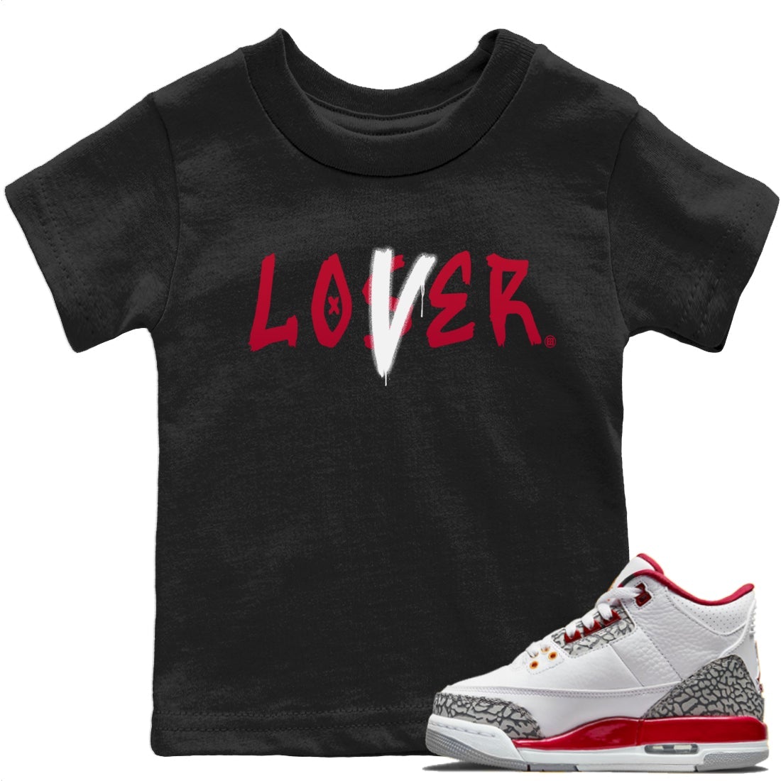 Jordan 3 Cardinal Sneaker Matching T-Shirt Loser Lover Sneaker Tees Jordan 3 Cardinal Sneaker Release Tees Kids Shirts