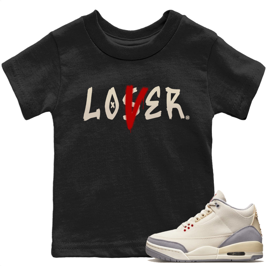 Jordan 3 Muslin Sneaker Matching T-Shirt Loser Lover Sneaker Tees Jordan 3 Muslin Sneaker Release Tees Kids Shirts