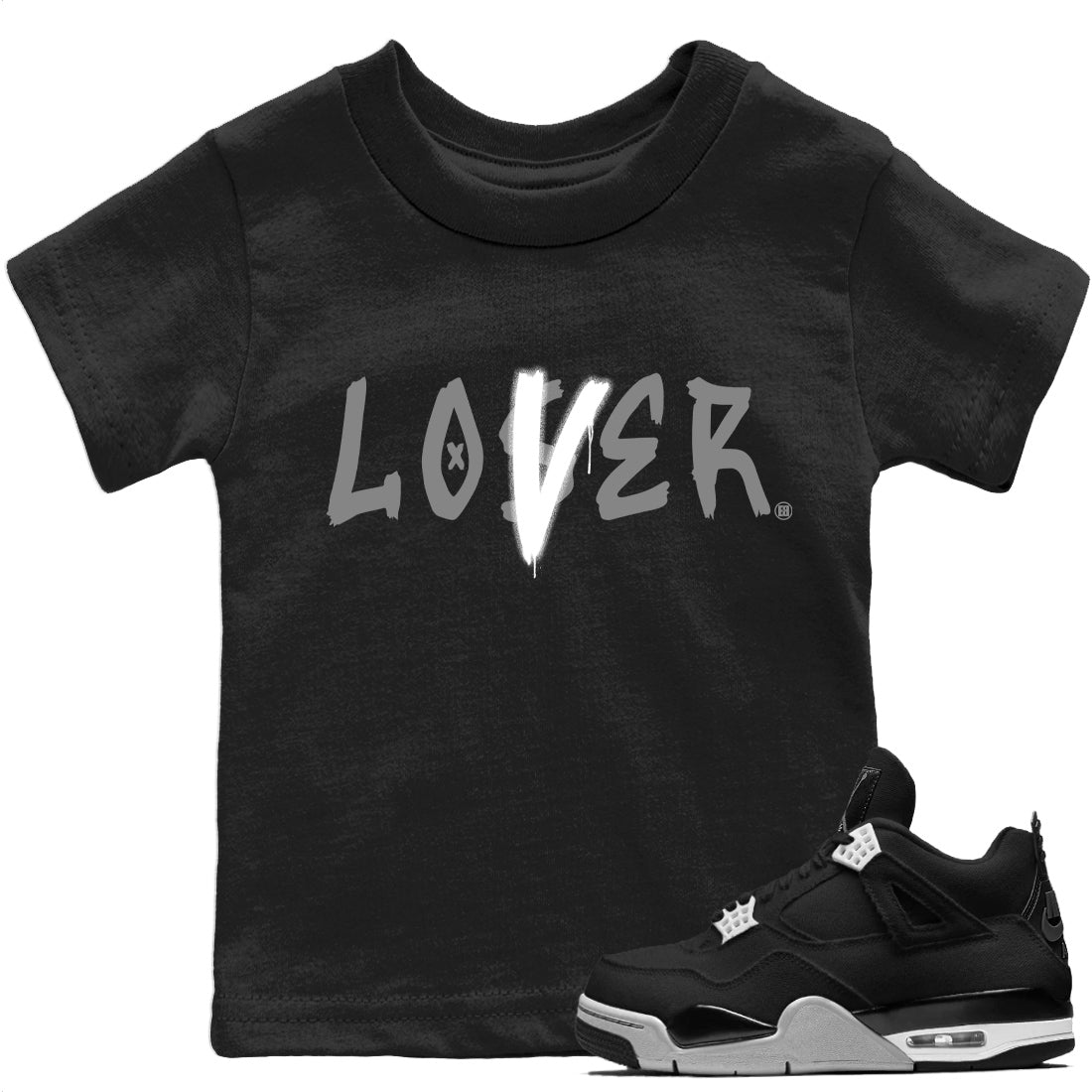 Jordan 4 Black Canvas Sneaker Matching T-Shirt Loser Lover Sneaker Tees Jordan 4 Black Canvas Sneaker Release Tees Kids Shirts
