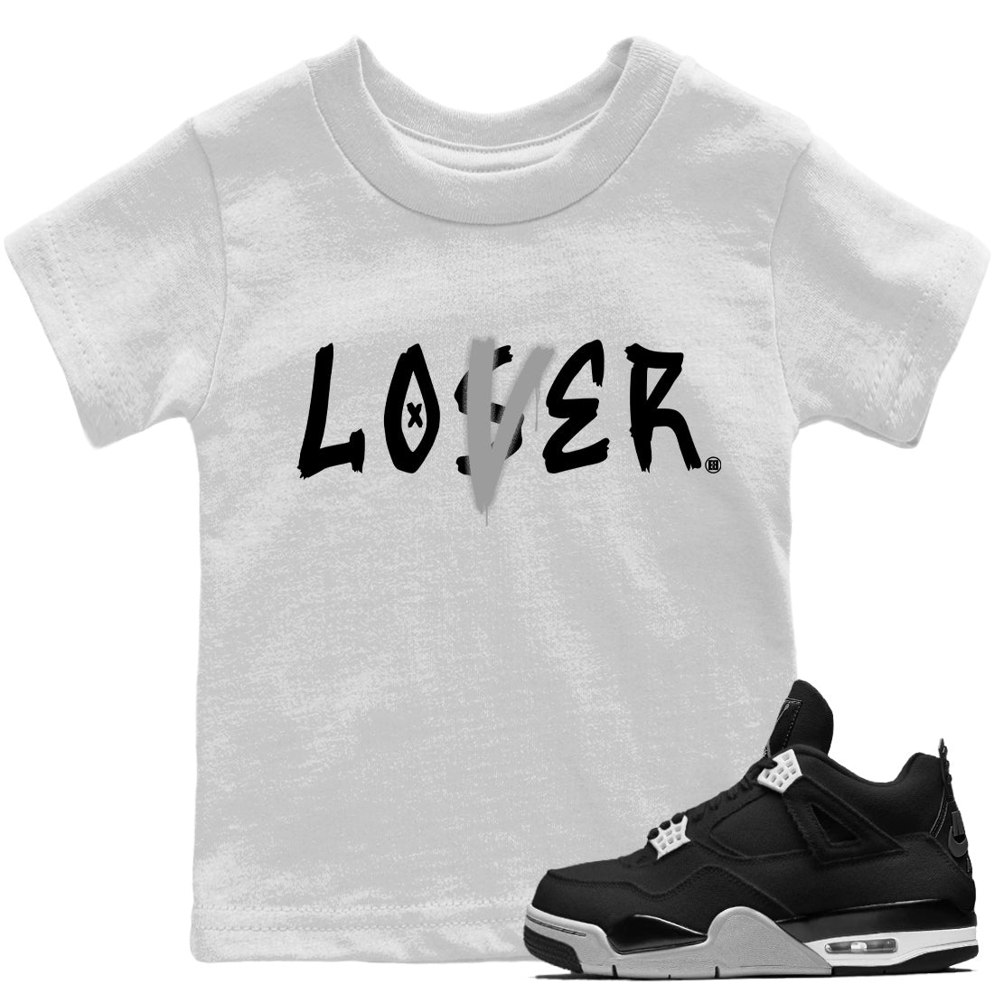 Jordan 4 Black Canvas Sneaker Matching T-Shirt Loser Lover Sneaker Tees Jordan 4 Black Canvas Sneaker Release Tees Kids Shirts