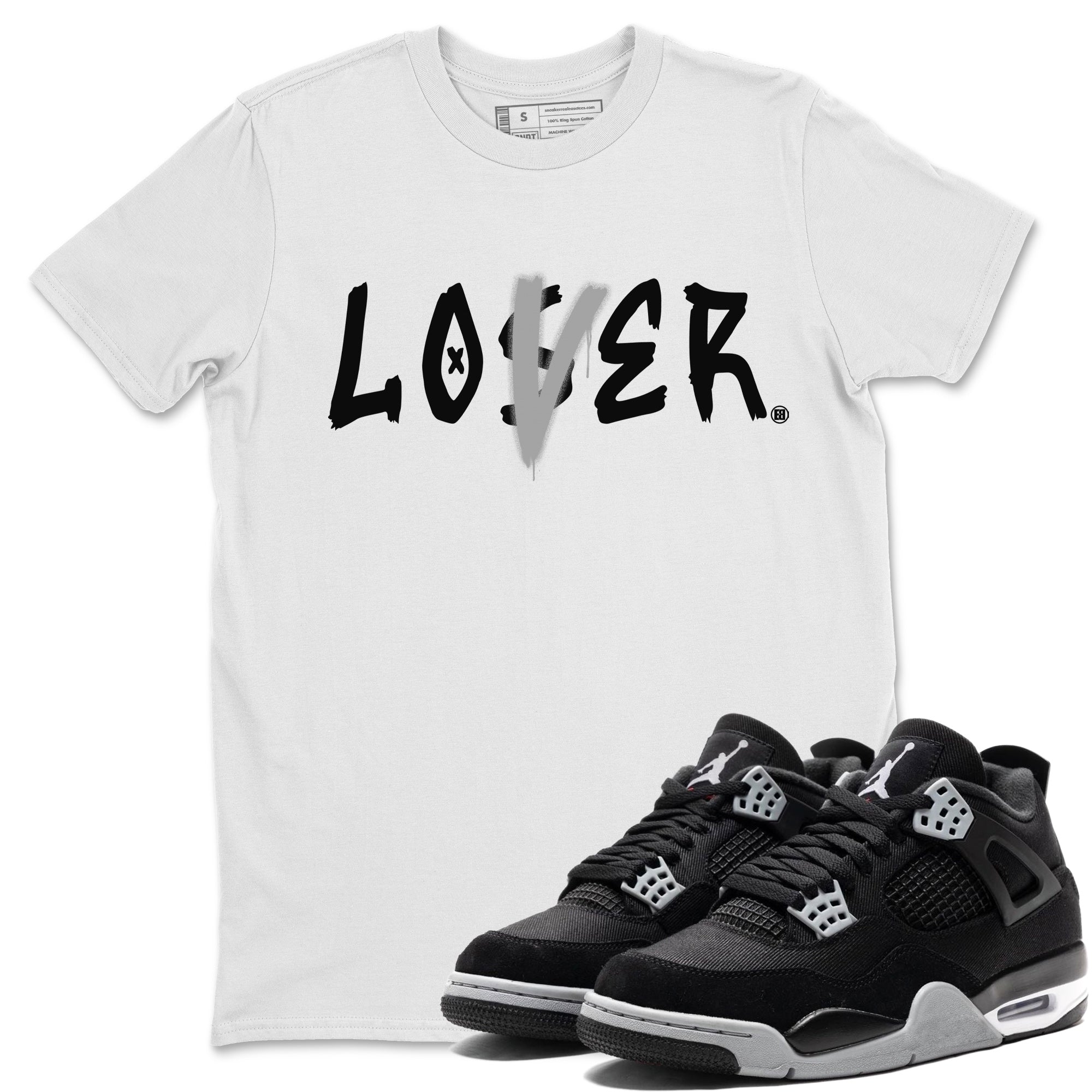 Jordan 4 Black Canvas Shirt To Match Jordans Loser Lover Sneaker Tees Jordan 4 Black Canvas Drip Gear Zone Sneaker Matching Clothing Unisex Shirts