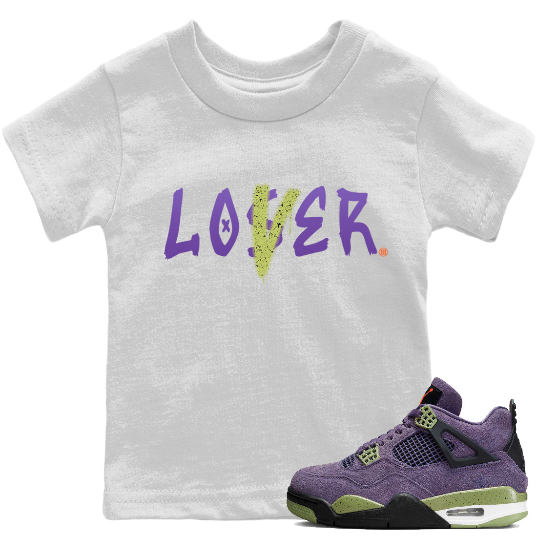 Jordan 4 Canyon Purple Sneaker Matching T-Shirt Loser Lover Sneaker Tees Jordan 4 Canyon Purple Sneaker Release Tees Kids Shirts