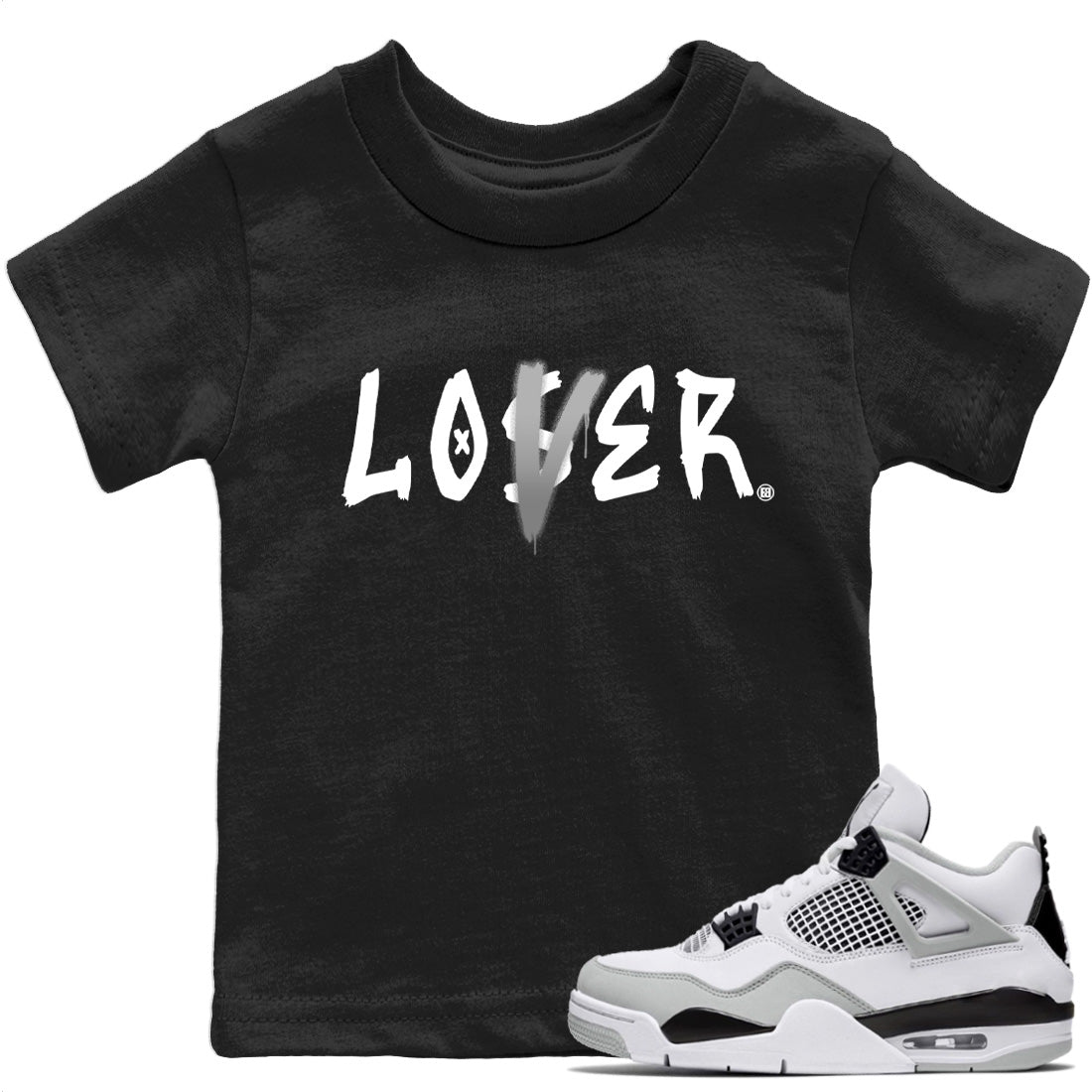 Jordan 4 Military Black Sneaker Matching T-Shirt Loser Lover Sneaker Tees Jordan 4 Military Black Sneaker Release Tees Kids Shirts