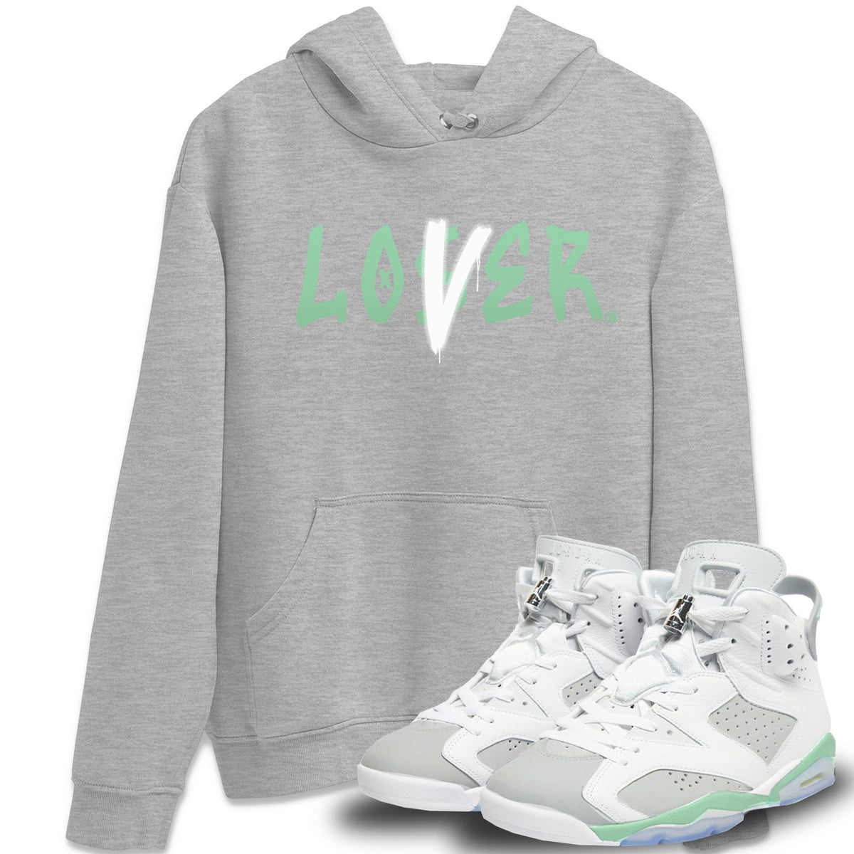 Jordan 6 Mint Foam Sneaker Matching T-Shirt Loser Lover Sneaker Tees Jordan 6 Mint Foam Sneaker Release Tees Crew Neck Tees