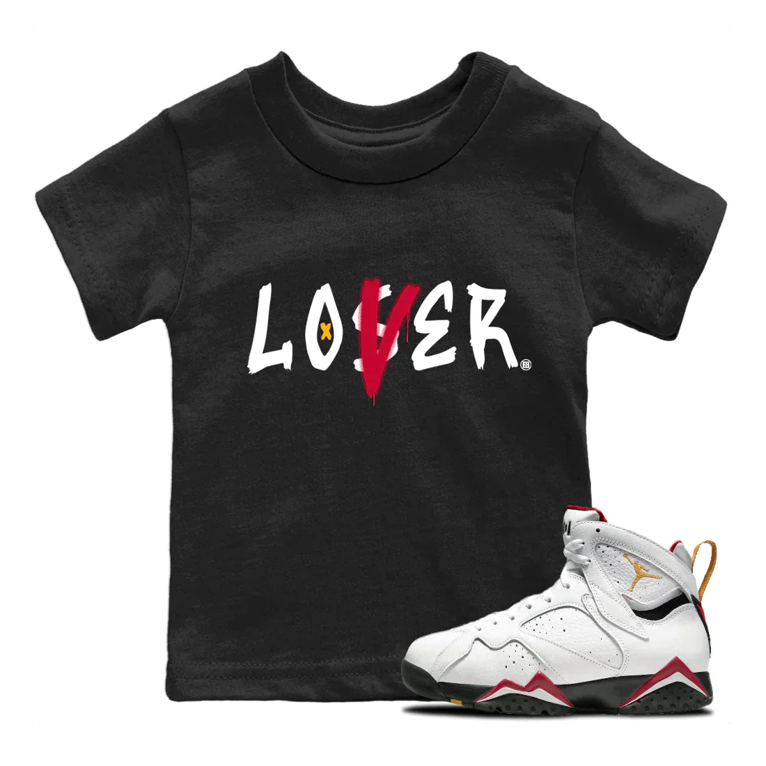 Jordan 7 Cardinal Shirt To Match Jordans Loser Lover Sneaker Tees Jordan 7 Cardinal Drip Gear Zone Sneaker Matching Clothing Kids Shirts