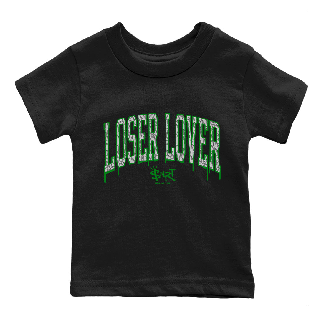 Air Jordan 3 Lucky Green Sneaker Tees Drip Gear Zone Loser Lover Letter Sneaker Tees Air Jordan 3 WMNS Lucky Green Shirt Kids Shirts Black 2