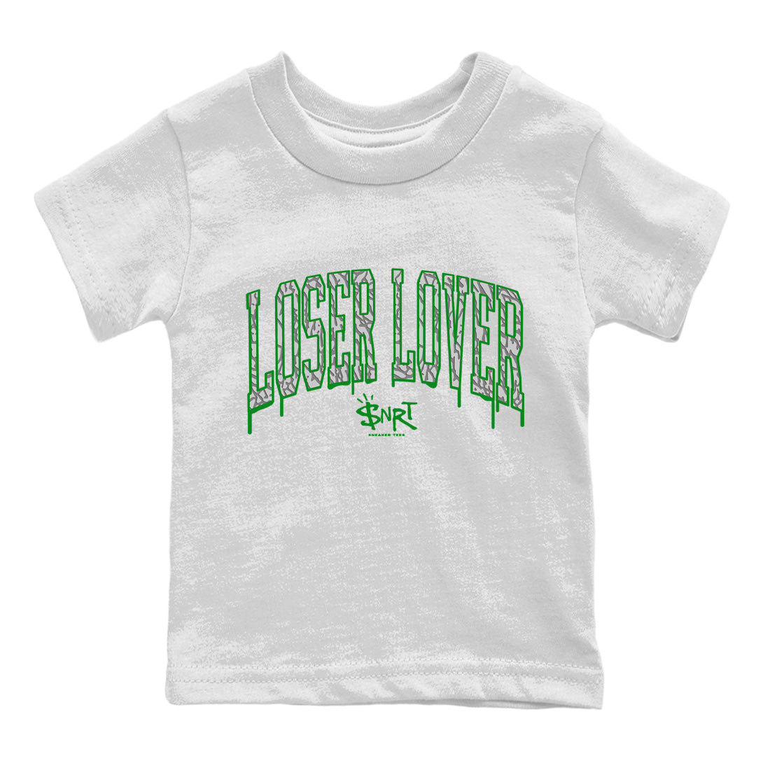 Air Jordan 3 Lucky Green Sneaker Tees Drip Gear Zone Loser Lover Letter Sneaker Tees Air Jordan 3 WMNS Lucky Green Shirt Kids Shirts White 2