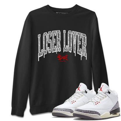 Air Jordan 3 White Cement Loser Lover Letter Crew Neck Sneaker Tees Air Jordan 3 Retro White Cement Sneaker T-Shirts Washing and Care Tip