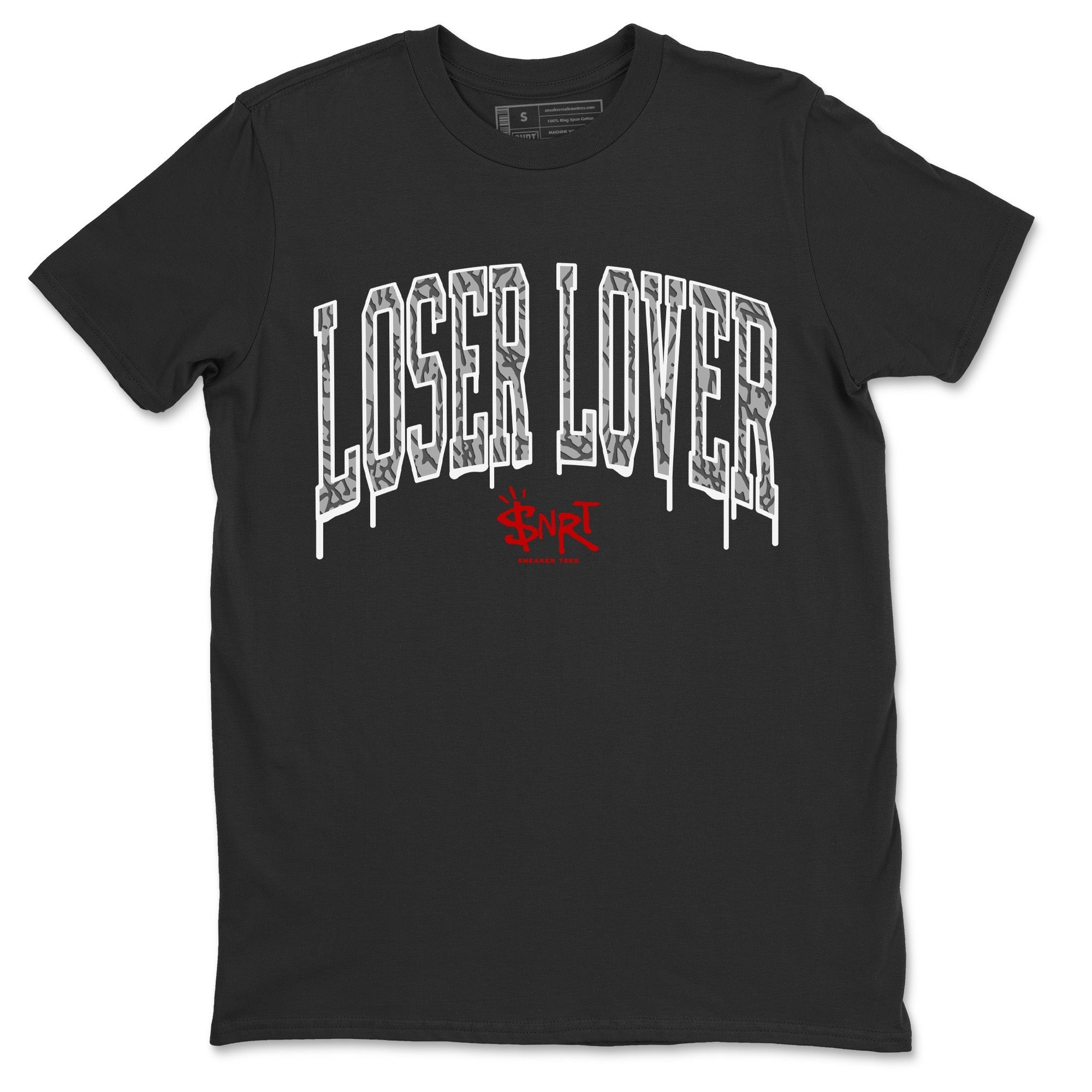 Air Jordan 3 White Cement Sneaker Tees Drip Gear Zone Loser Lover Letter Sneaker Tees Air Jordan 3 Retro White Cement Shirt Unisex Shirts Black 2