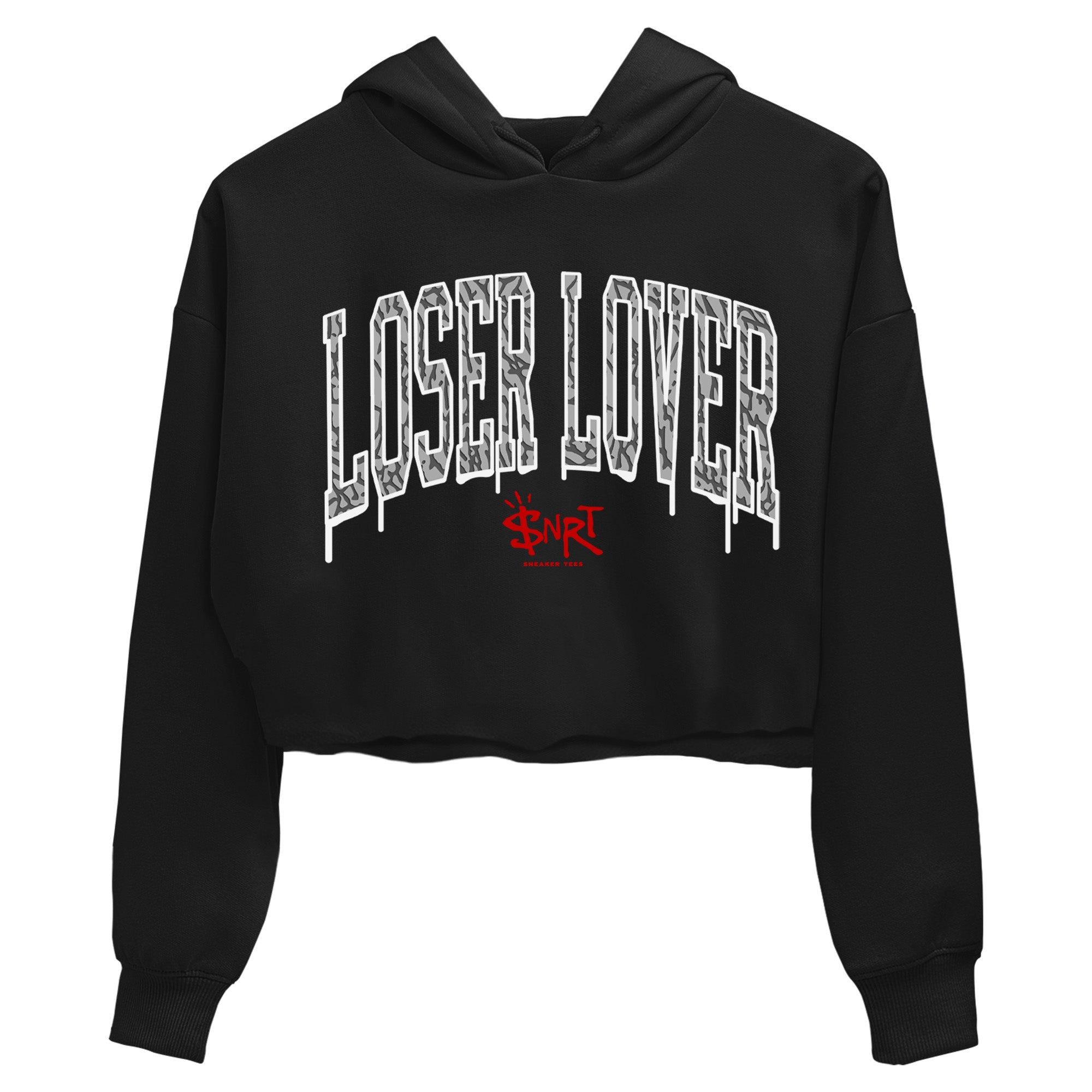 Air Jordan 3 White Cement Sneaker Tees Drip Gear Zone Loser Lover Letter Sneaker Tees Air Jordan 3 Retro White Cement Shirt Women's Shirts Black 2