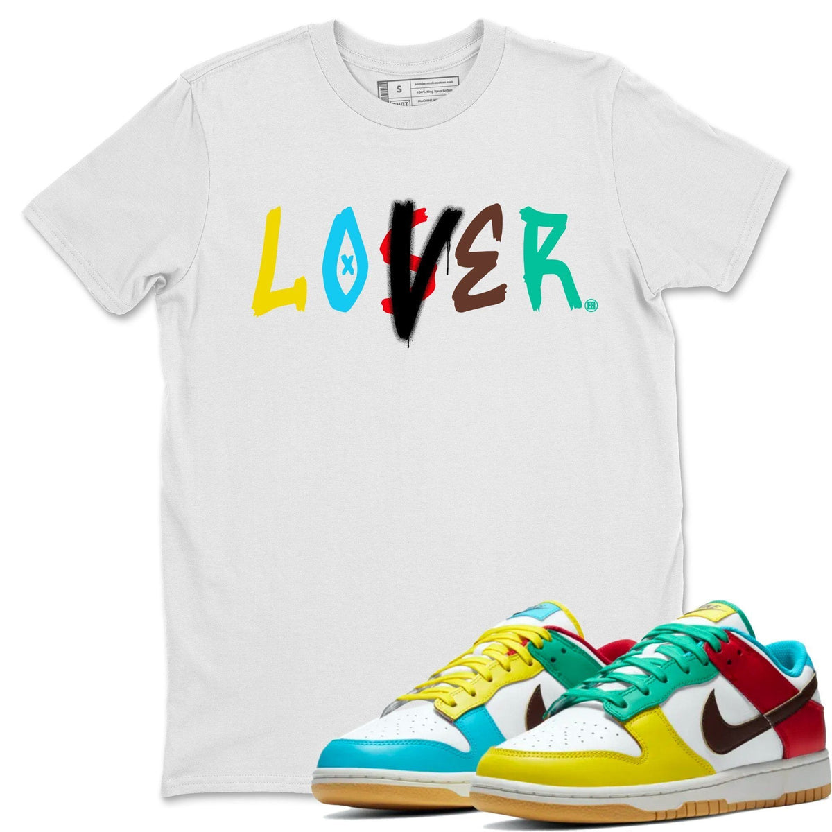 Dunk Free 99 White Sneaker Match Tees Loser Lover Sneaker Tees Dunk Free 99 White Jordan to match sneaker T-Shirt Crew Neck Shirts