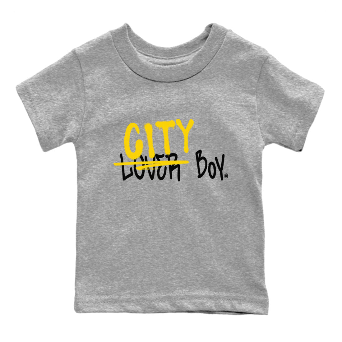 Air Jordan 4 Thunder Sneaker Match Tees Loser X City Boy Streetwear Sneaker Shirt Air Jordan 4 Retro Thunder Tee Kids Shirts Heather Grey 2