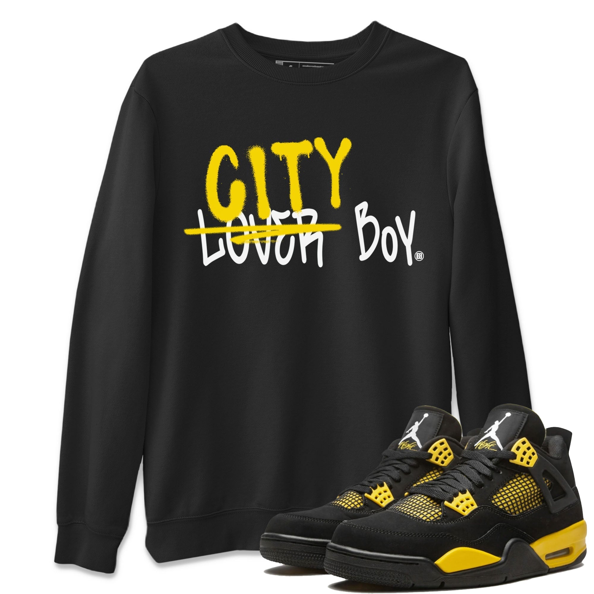 Air Jordan 4 Thunder Sneaker Match Tees Loser X City Boy Streetwear Sneaker Shirt Air Jordan 4 Retro Thunder Tee Unisex Shirts Black 1