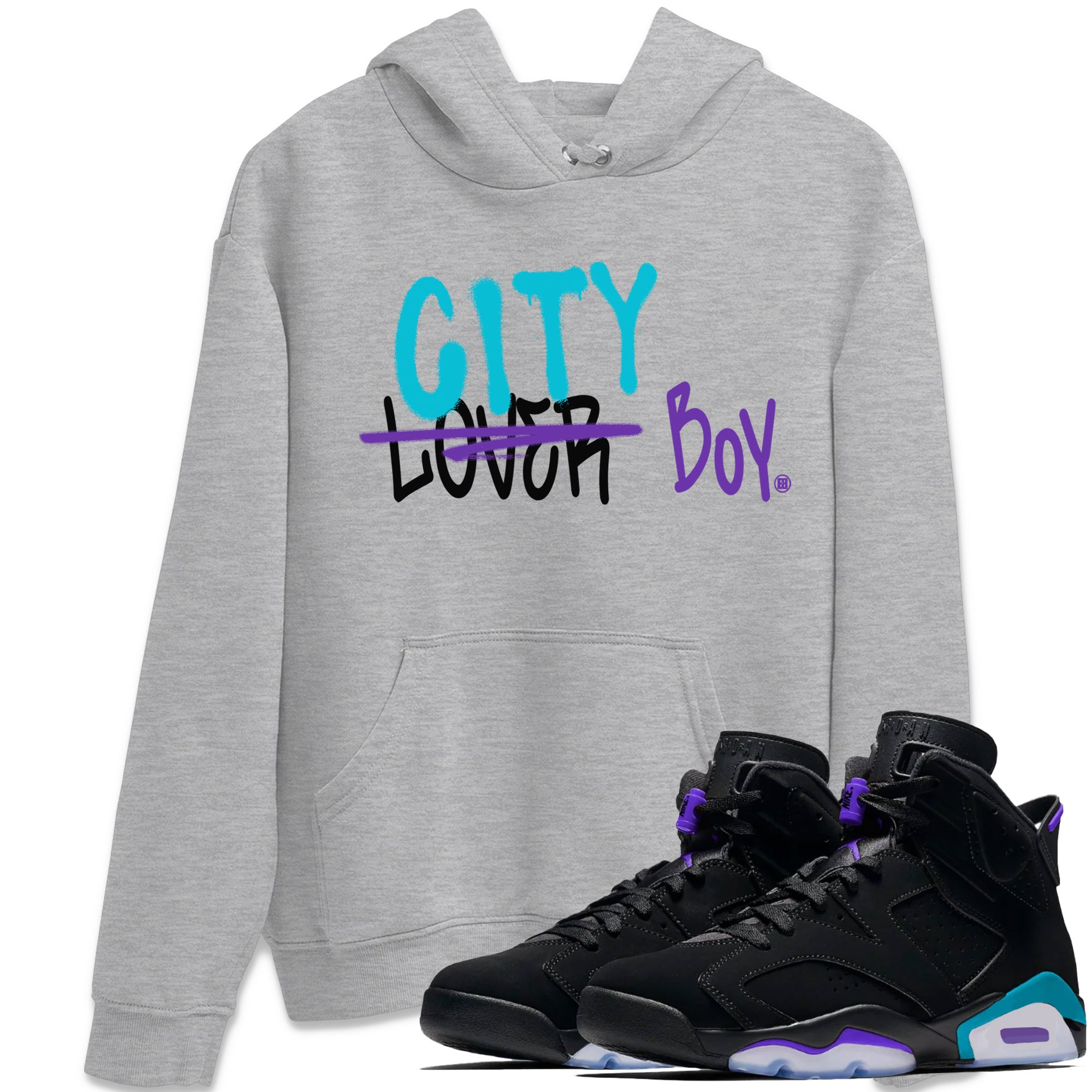 AJ6 Aqua Sneaker Match Tees Loser X City Boy Sneaker Tees Air Jordan 6 Aqua Sneaker Release Tees Unisex Shirts Heather Grey 1