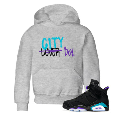 AJ6 Aqua Sneaker Match Tees Loser X City Boy Sneaker Tees Air Jordan 6 Aqua Sneaker Release Tees Kids Shirts Heather Grey 1