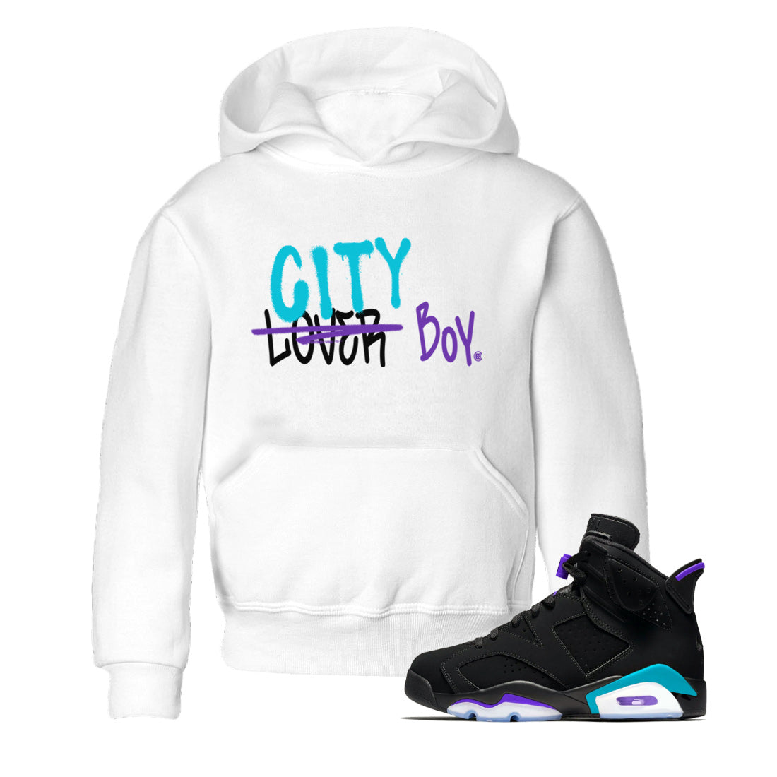 AJ6 Aqua Sneaker Match Tees Loser X City Boy Sneaker Tees Air Jordan 6 Aqua Sneaker Release Tees Kids Shirts White 1