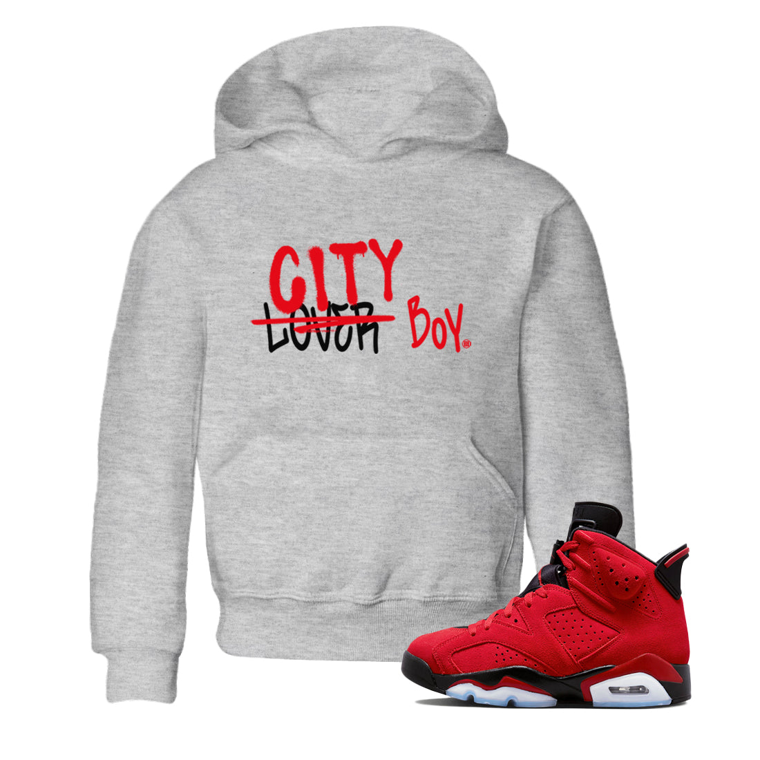 Air Jordan 6 Toro Bravo Sneaker Match Tees Loser X City Boy Streetwear Sneaker Shirt Air Jordan 6 Toro Tees Kids Shirts Heather Grey 1
