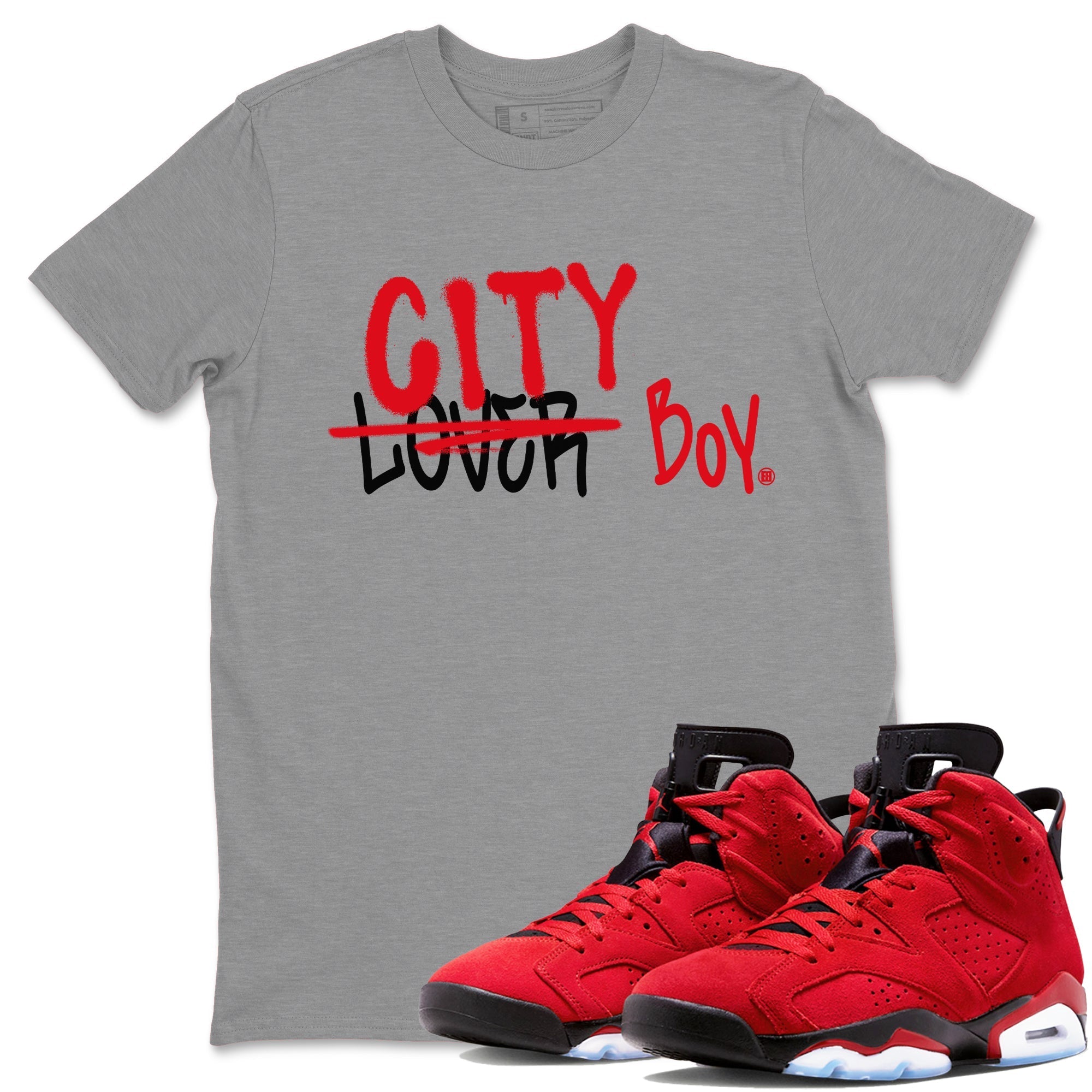 Air Jordan 6 Toro Bravo Sneaker Match Tees Loser X City Boy Streetwear Sneaker Shirt Air Jordan 6 Toro Tees Unisex Shirts Heather Grey 1
