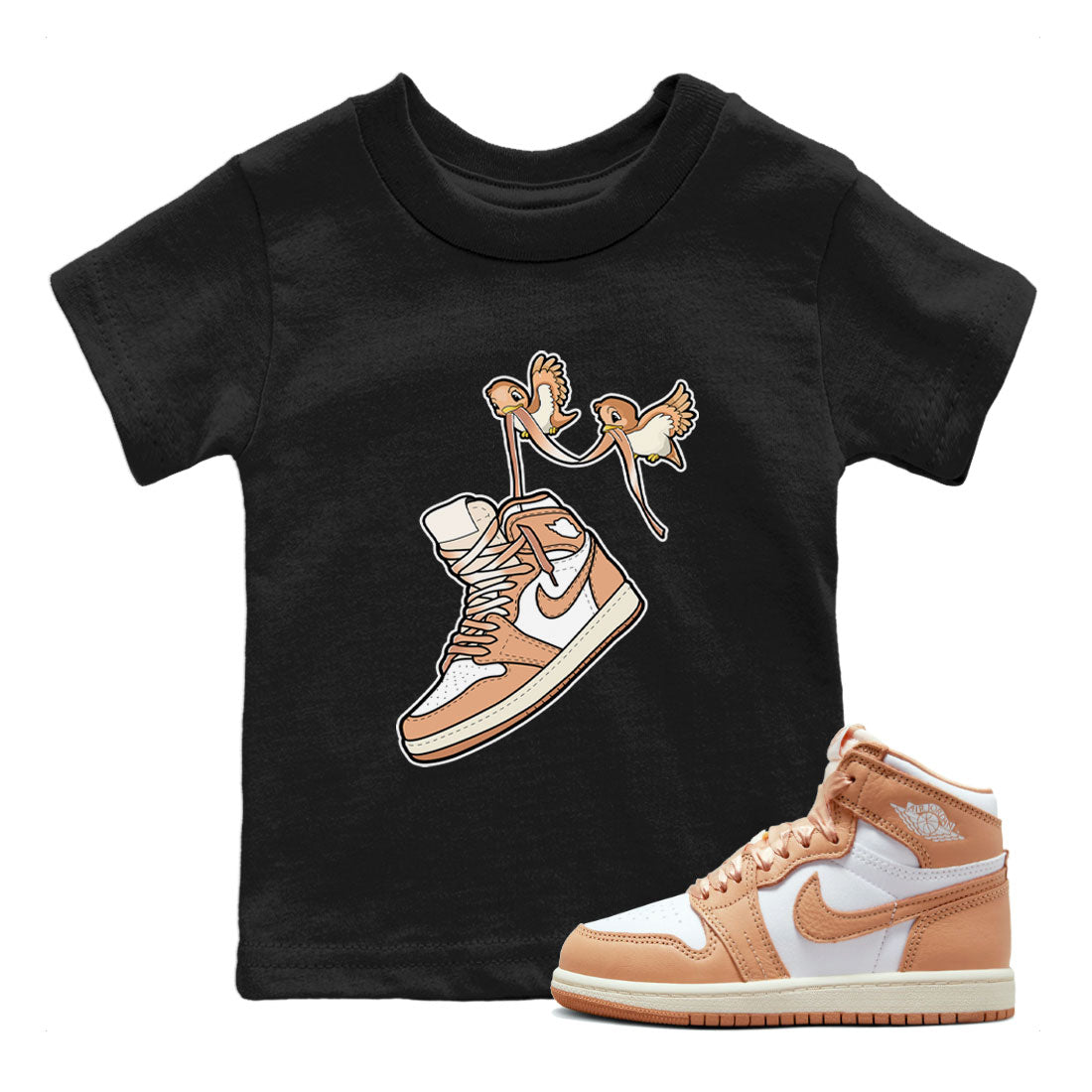 Air Jordan 1 High OG WMNS Praline shirt to match jordans Love Birds Streetwear Sneaker Shirt Air Jordan 1 Praline Drip Gear Zone Sneaker Matching Clothing Baby Toddler Black 2 T-Shirt