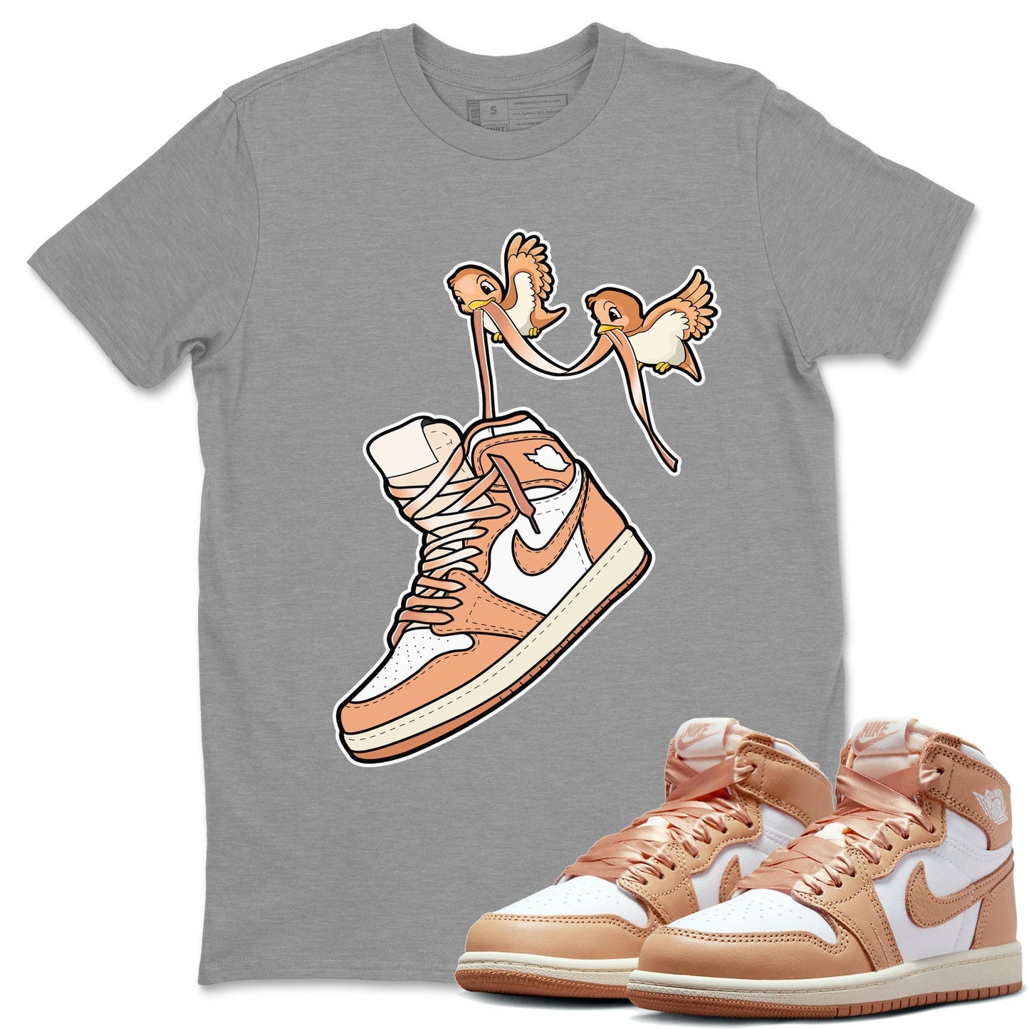 Air Jordan 1 High OG WMNS Praline shirt to match jordans Love Birds Streetwear Sneaker Shirt Air Jordan 1 Praline Drip Gear Zone Sneaker Matching Clothing Unisex Heather Grey 1 T-Shirt