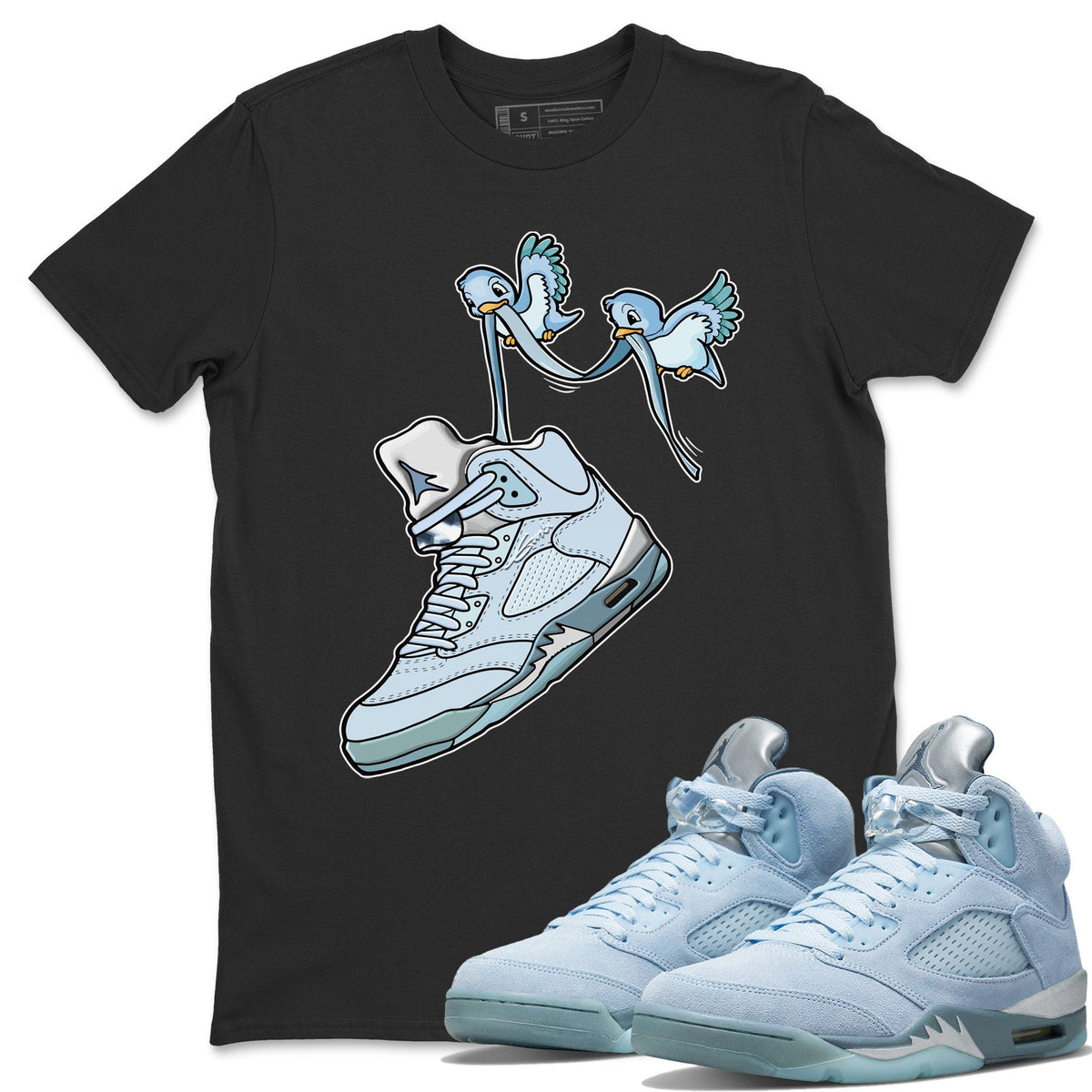 Jordan 5 Blue Bird Shirt To Match Jordans Love Birds Sneaker Tees Jordan 5 Blue Bird Drip Gear Zone Sneaker Matching Clothing Unisex Shirts