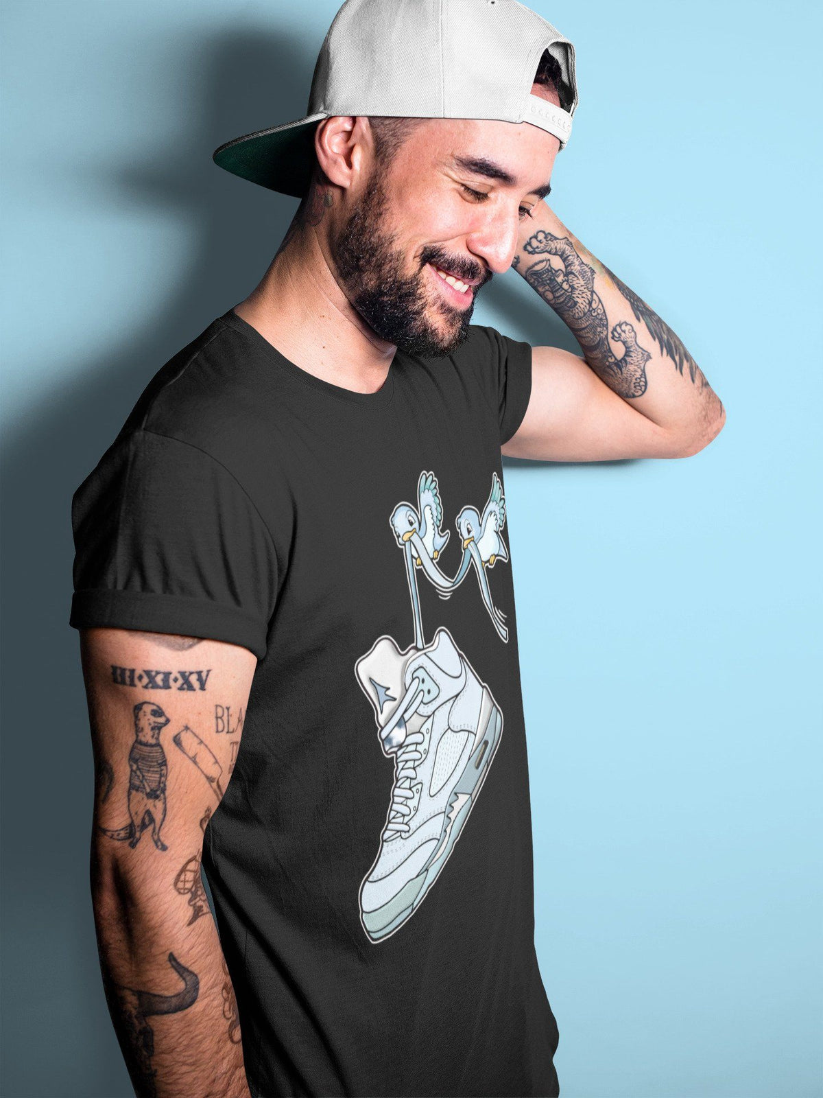 Jordan 5 Blue Bird Shirt To Match Jordans Love Birds Sneaker Tees Jordan 5 Blue Bird Drip Gear Zone Sneaker Matching Clothing Unisex Shirts