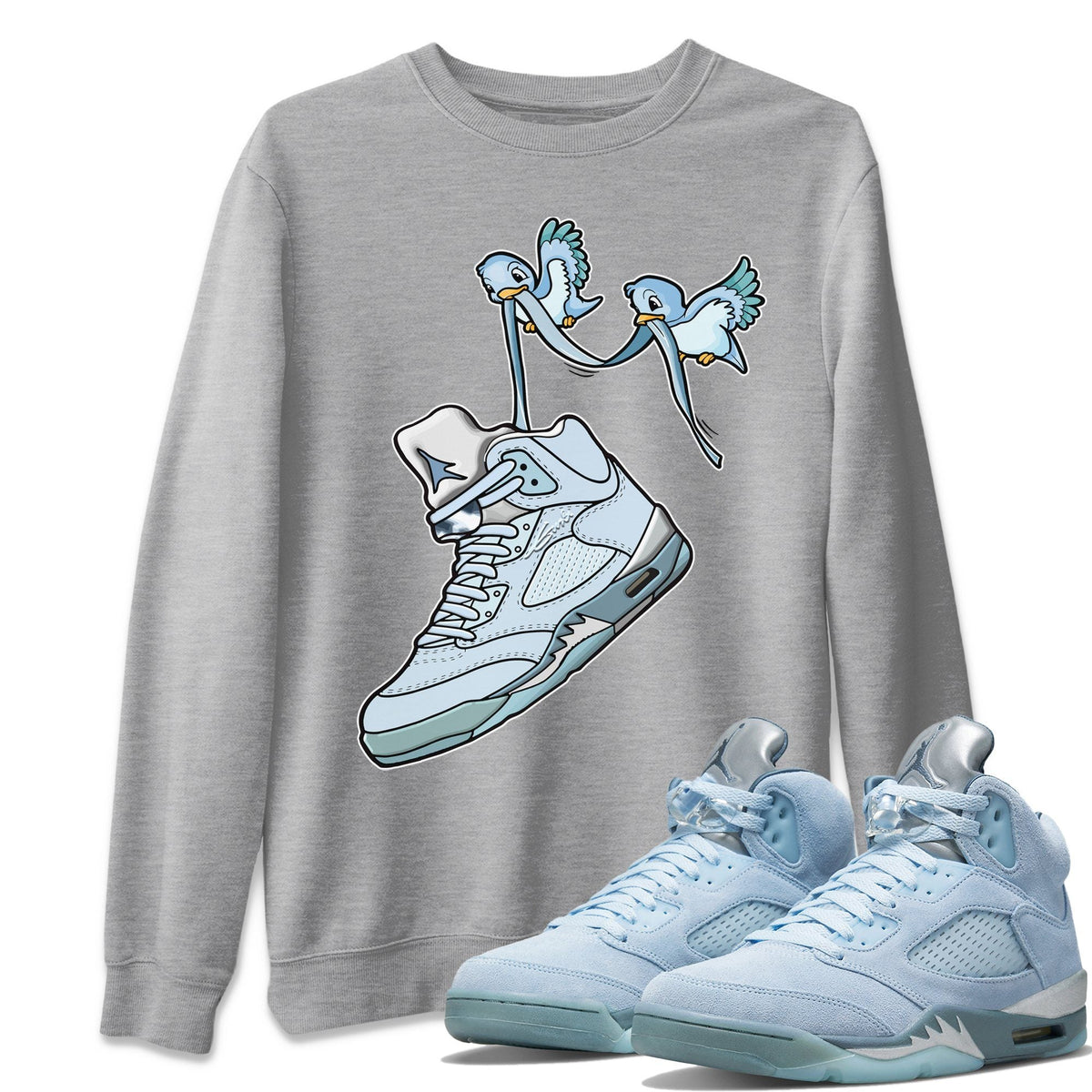 Jordan 5 Blue Bird Shirt To Match Jordans Love Birds Sneaker Tees Jordan 5 Blue Bird Drip Gear Zone Sneaker Matching Clothing Unisex Shirts