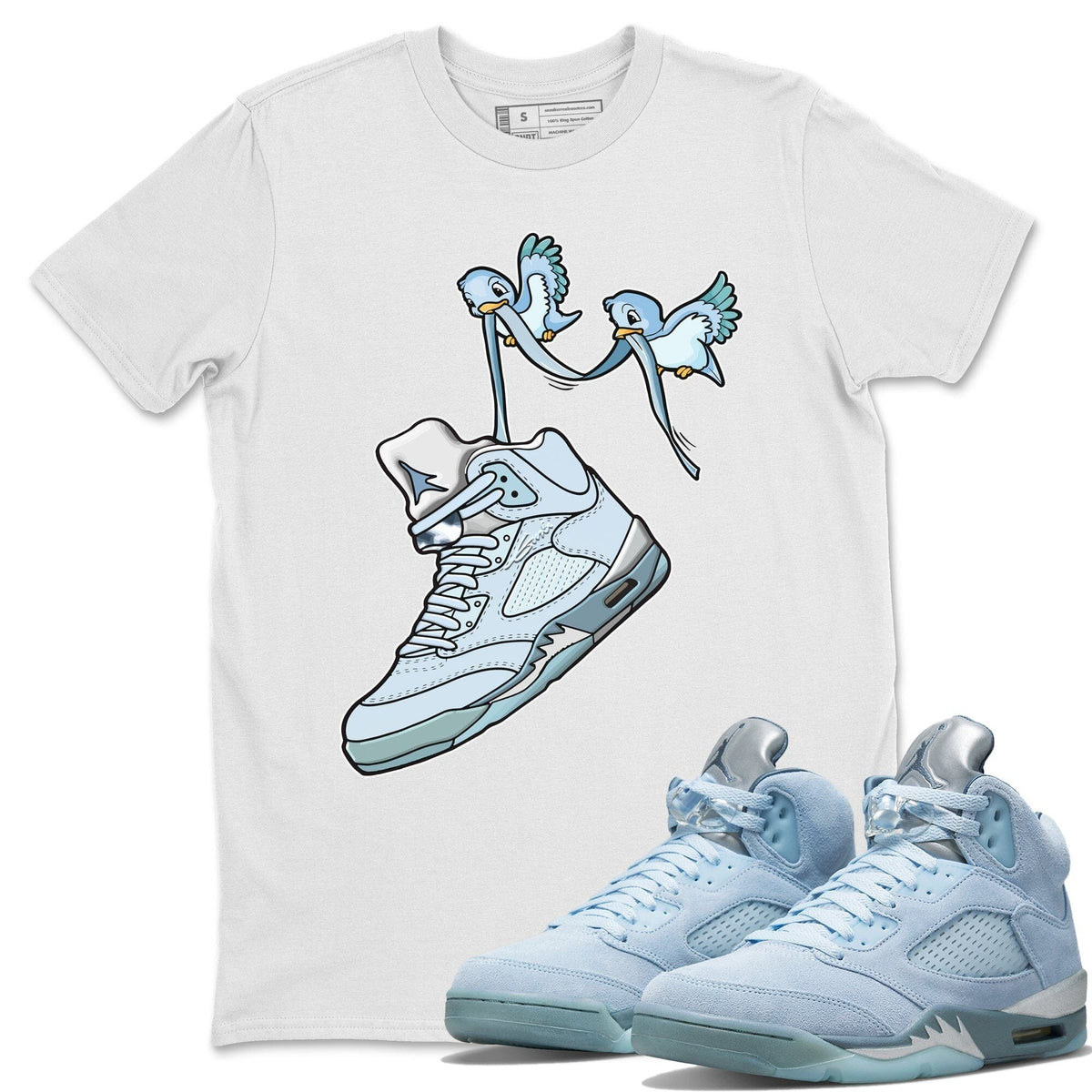 Jordan 5 Blue Bird Shirt To Match Jordans Love Birds Sneaker Tees Jordan 5 Blue Bird Drip Gear Zone Sneaker Matching Clothing Unisex Shirts