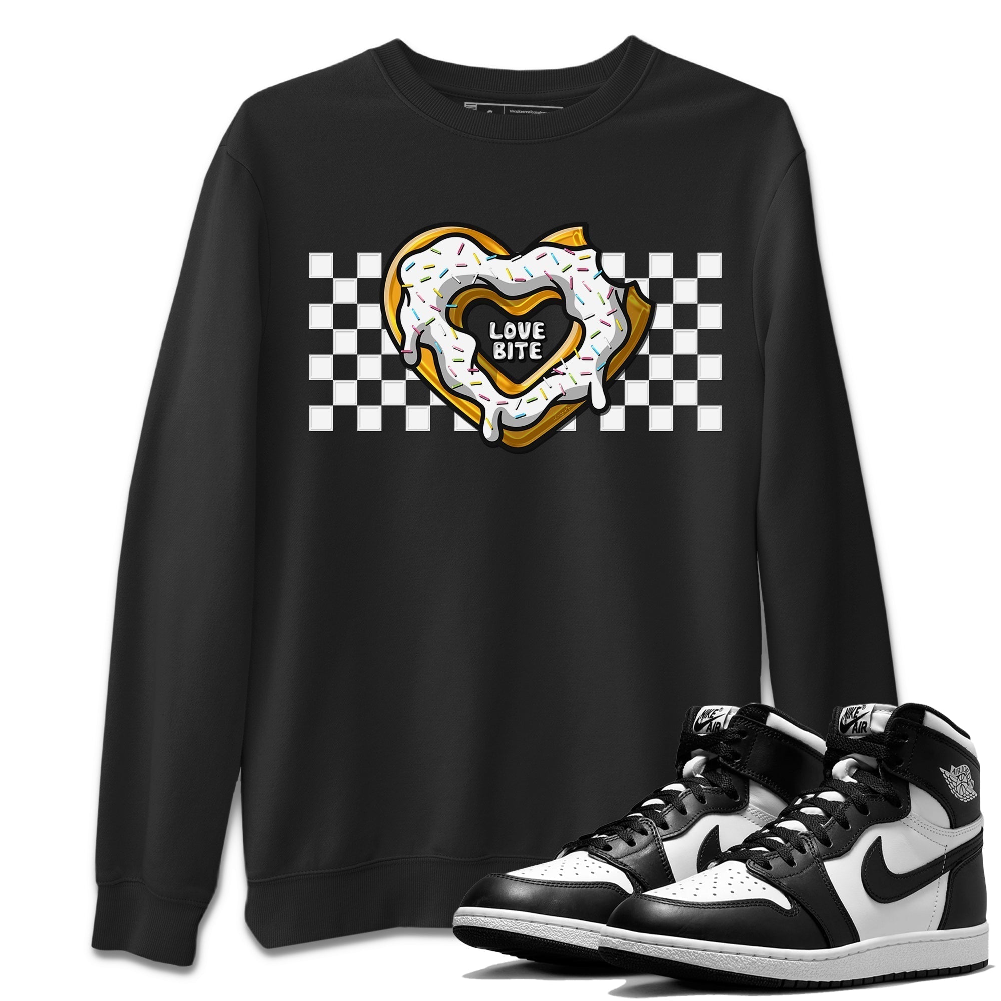 Air Jordan 1 Black White Shirt To Match Jordans Love Bite Sneaker Tees Air Jordan 1 Black White Drip Gear Zone Sneaker Matching Clothing Unisex Shirts